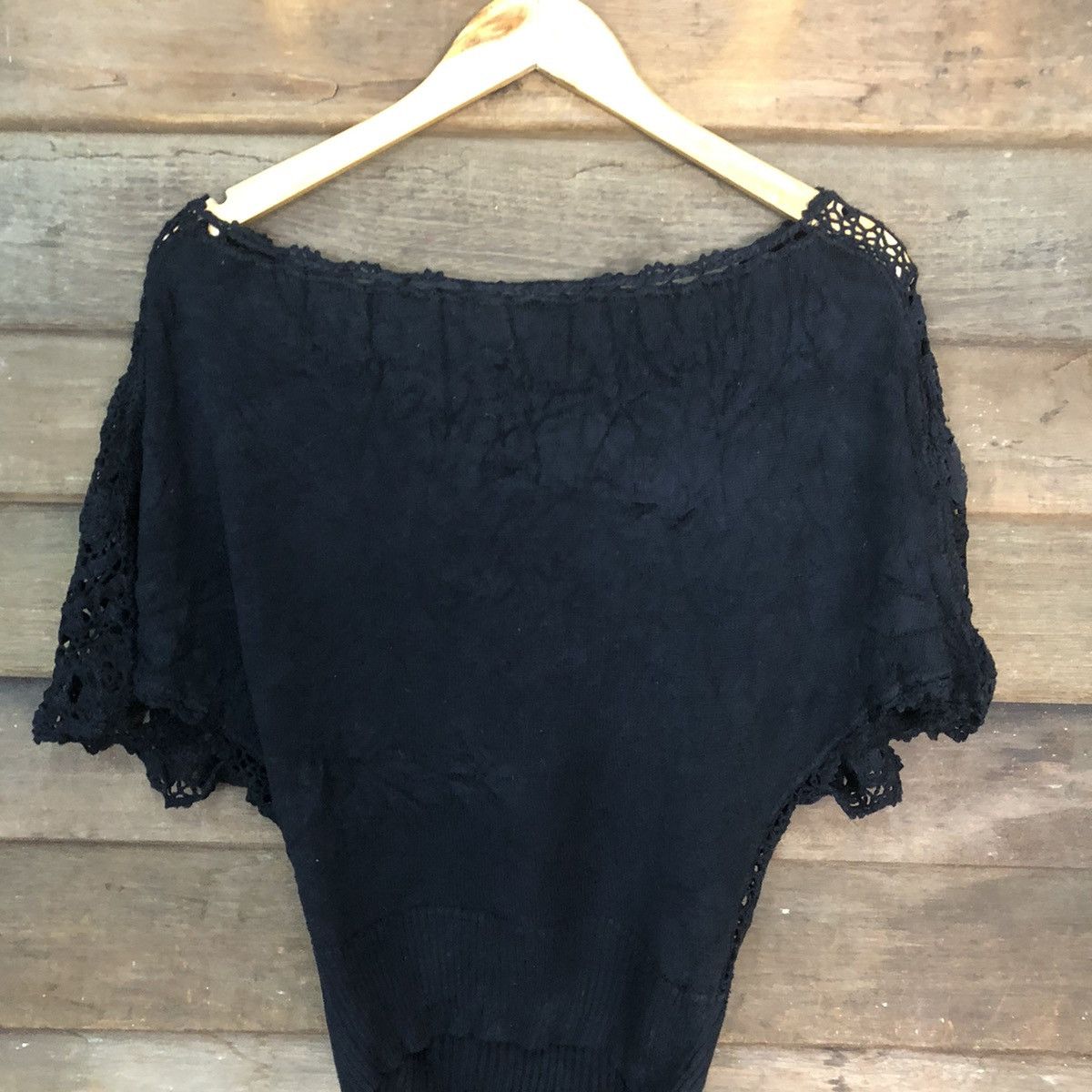 Homespun Knitwear MMUL Mesh Net Crochet Black Cardigan Knitwear #7178 Size S / US 4 / IT 40 - 10 Thumbnail