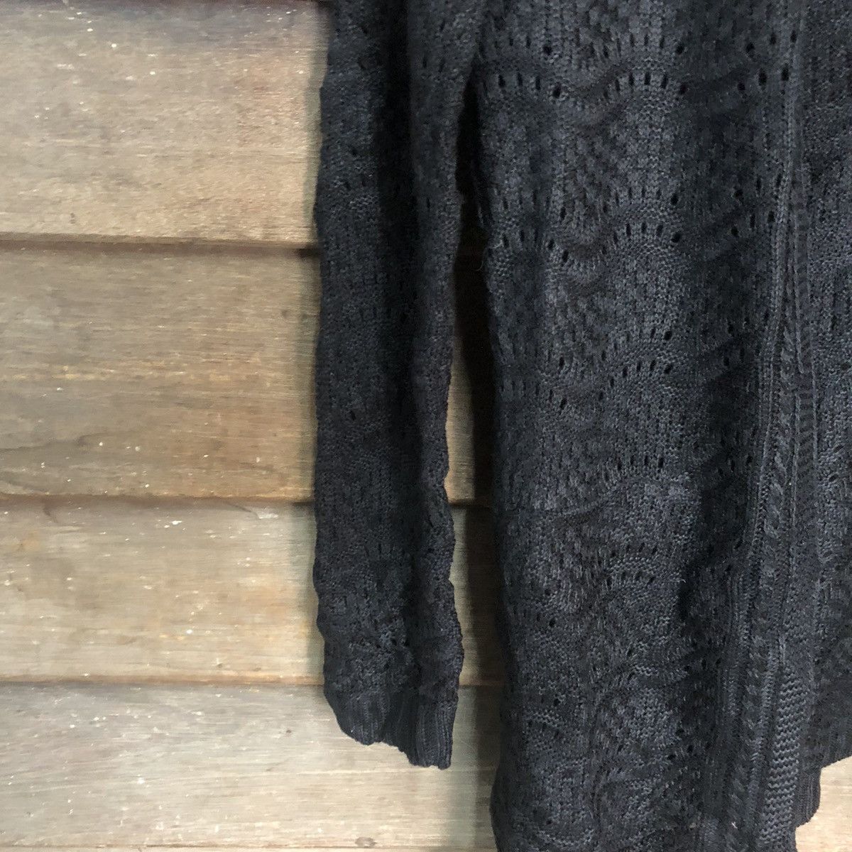 Japanese Brand Japan Mesh Net Crochet Black Cardigan Knitwear #7175 Size L / US 10 / IT 46 - 6 Thumbnail