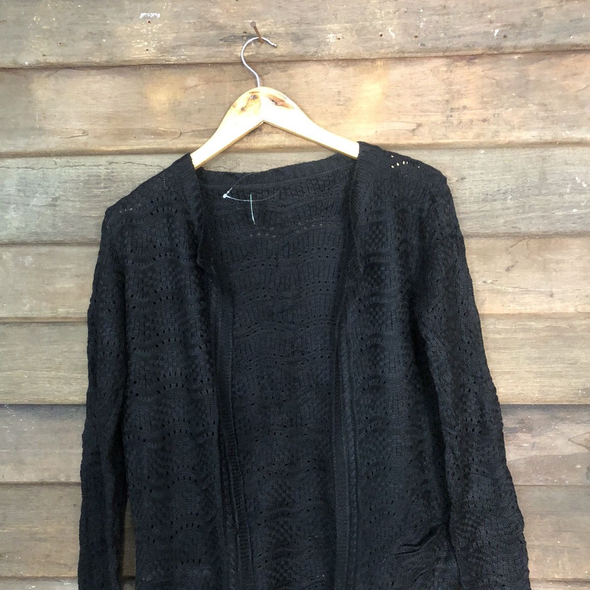 Japanese Brand Japan Mesh Net Crochet Black Cardigan Knitwear #7175 Size L / US 10 / IT 46 - 2 Thumbnail