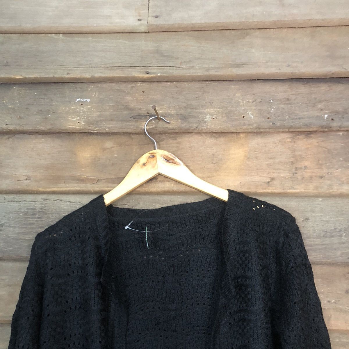 Japanese Brand Japan Mesh Net Crochet Black Cardigan Knitwear #7175 Size L / US 10 / IT 46 - 4 Thumbnail