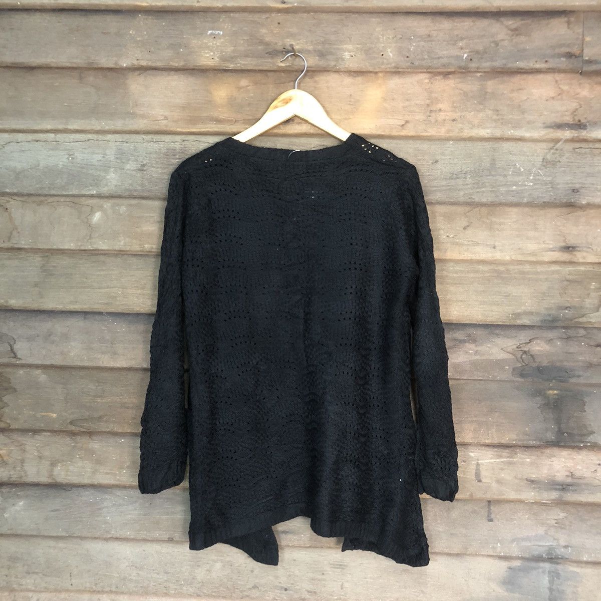 Japanese Brand Japan Mesh Net Crochet Black Cardigan Knitwear #7175 Size L / US 10 / IT 46 - 10 Thumbnail