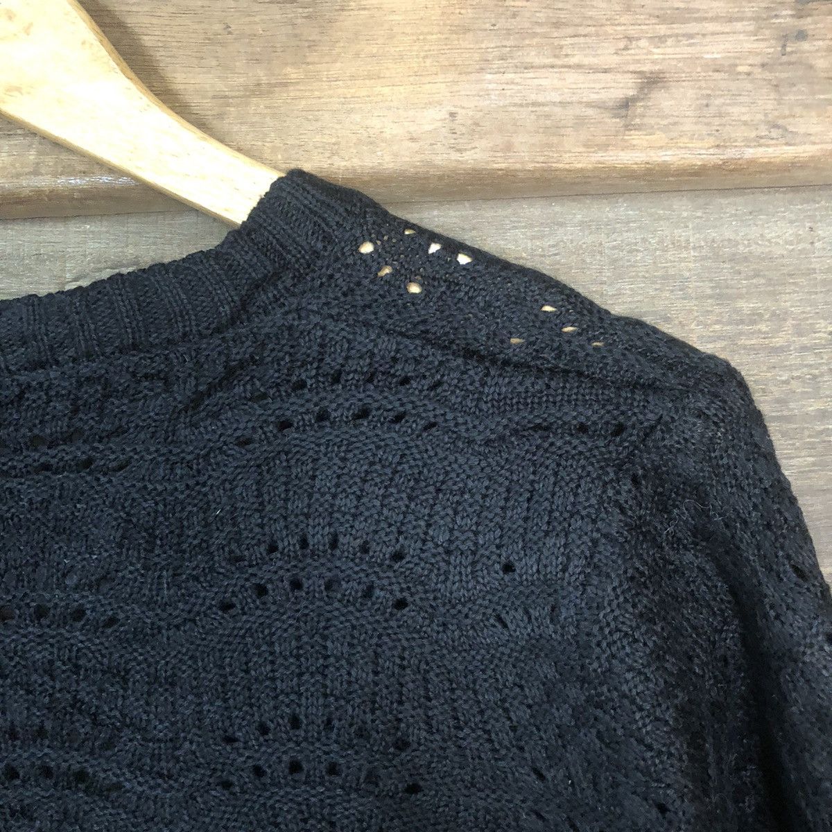 Japanese Brand Japan Mesh Net Crochet Black Cardigan Knitwear #7175 Size L / US 10 / IT 46 - 12 Thumbnail