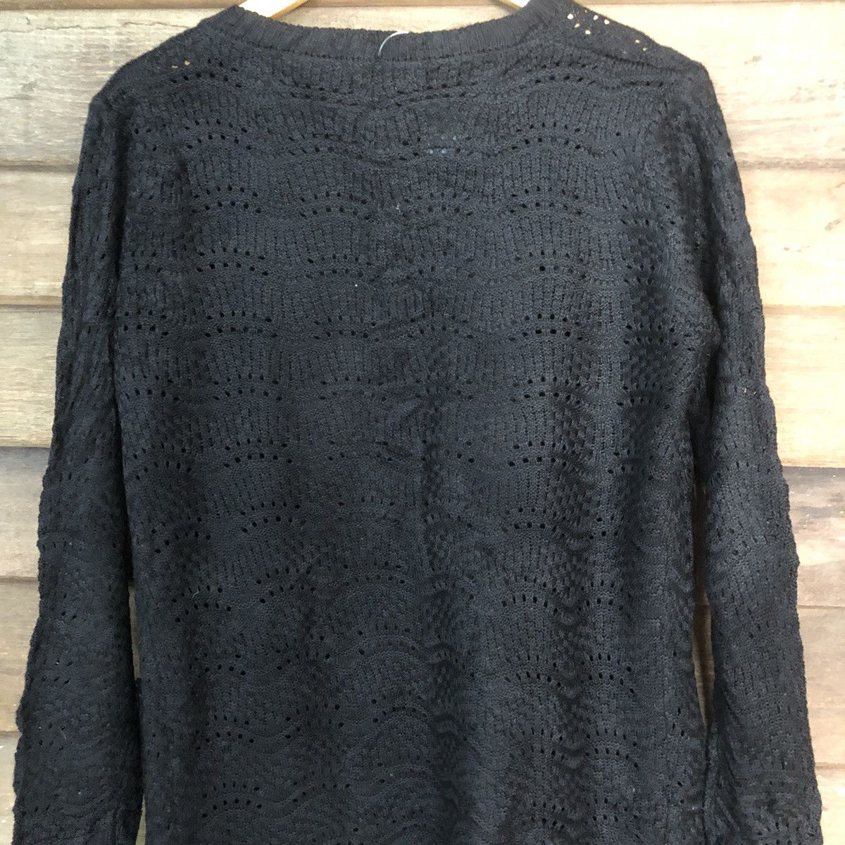 Japanese Brand Japan Mesh Net Crochet Black Cardigan Knitwear #7175 Size L / US 10 / IT 46 - 11 Thumbnail