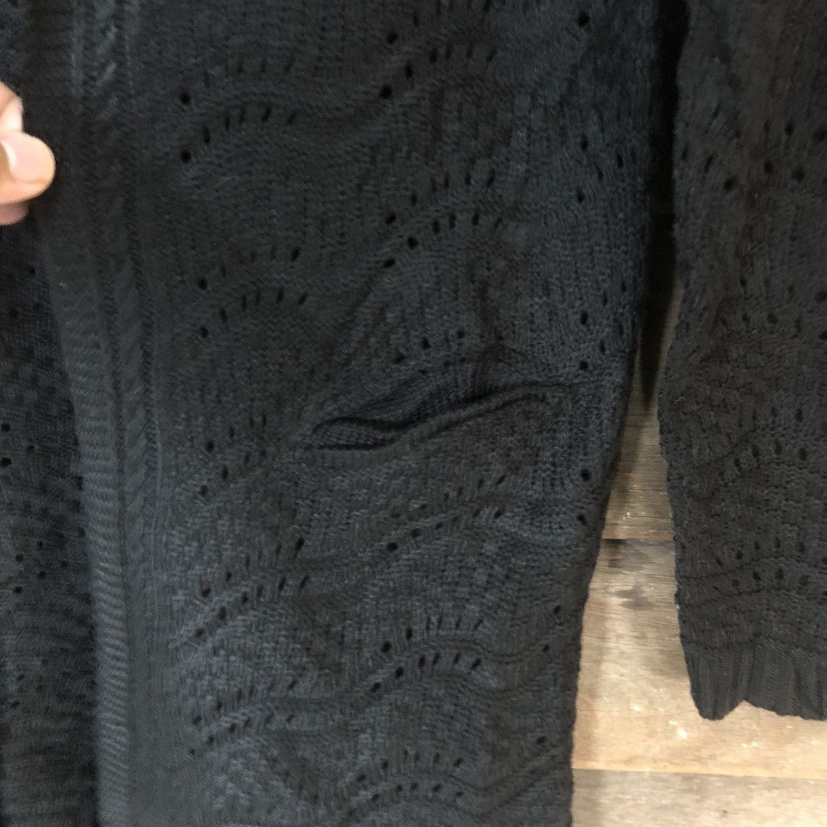 Japanese Brand Japan Mesh Net Crochet Black Cardigan Knitwear #7175 Size L / US 10 / IT 46 - 8 Thumbnail