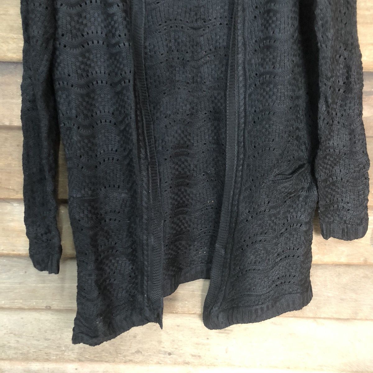 Japanese Brand Japan Mesh Net Crochet Black Cardigan Knitwear #7175 Size L / US 10 / IT 46 - 5 Thumbnail
