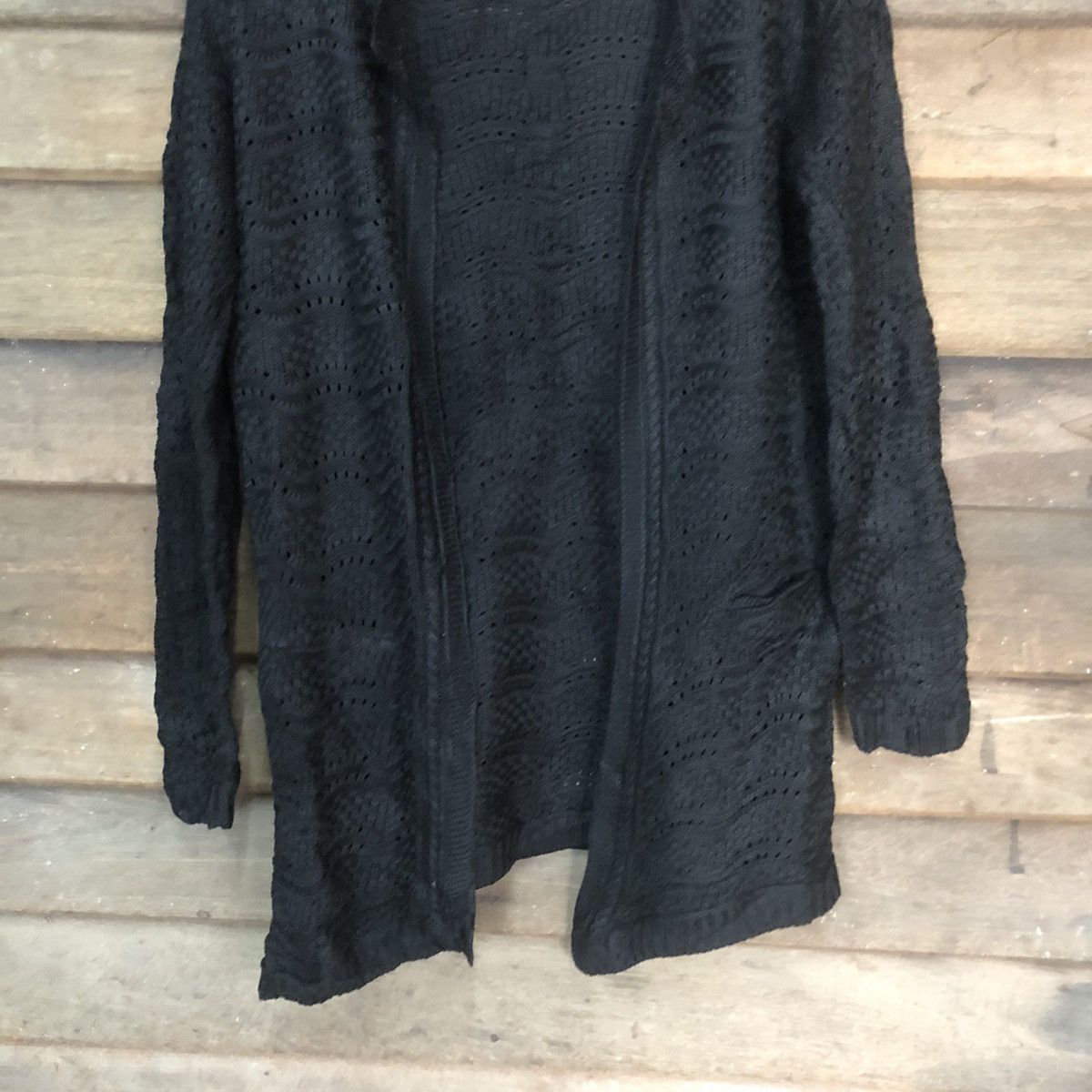 Japanese Brand Japan Mesh Net Crochet Black Cardigan Knitwear #7175 Size L / US 10 / IT 46 - 3 Thumbnail