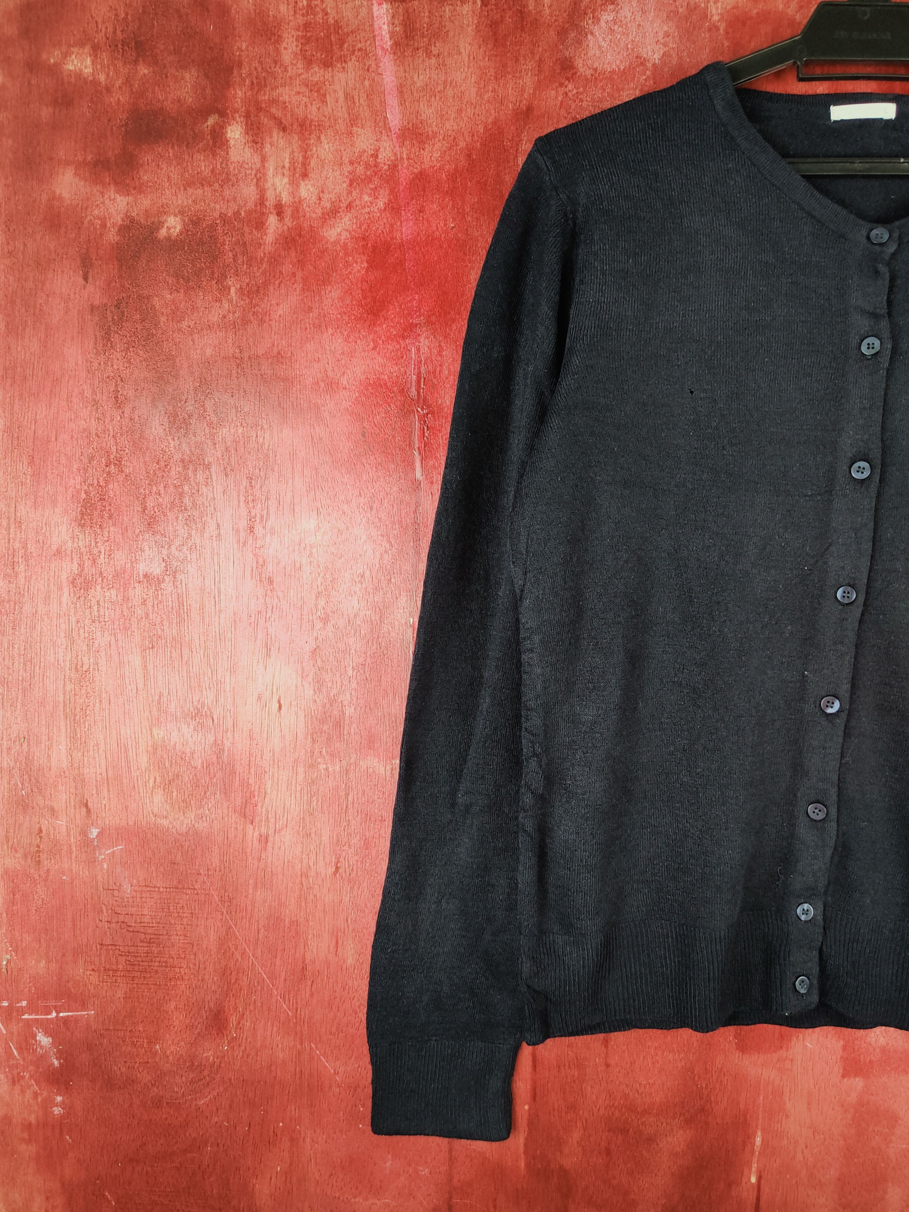 GU × Japanese Brand GU Dark Blue Cardigan knitwear japan vintage plain #S924 Size L / US 10 / IT 46 - 4 Thumbnail