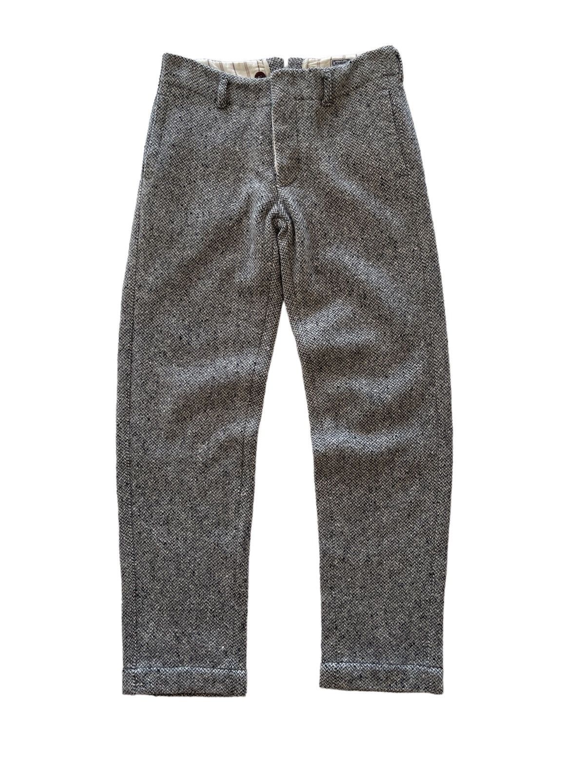 image of Beams Plus x Workers Beams Wool Cropped Buckle Back Galaxy Pants in White Black, Men's (Size 28)