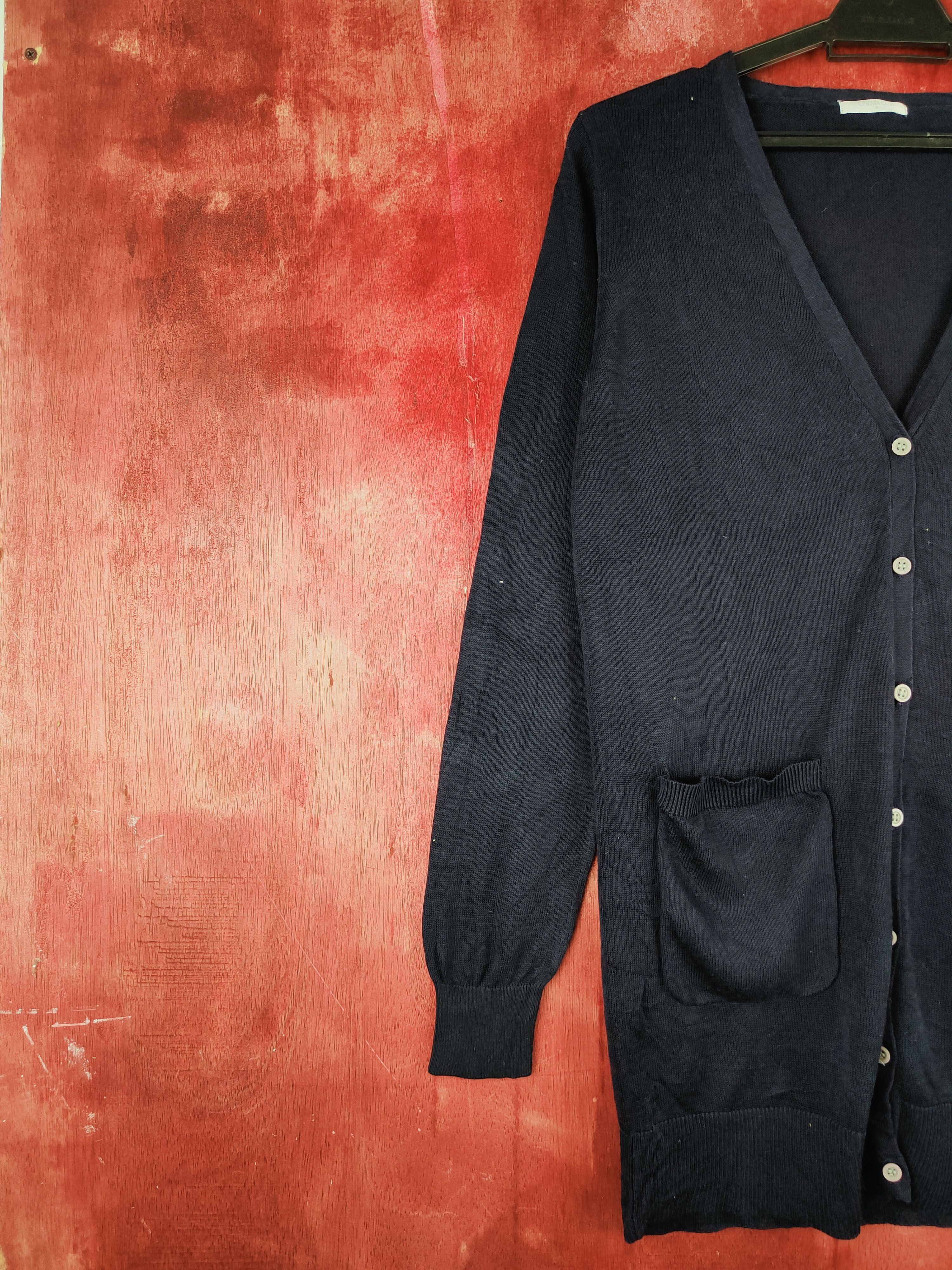 Homespun Knitwear × Japanese Brand Cinema Club Navy Blue Long Cardigan knitwear japan #S922 Size M / US 6-8 / IT 42-44 - 3 Thumbnail