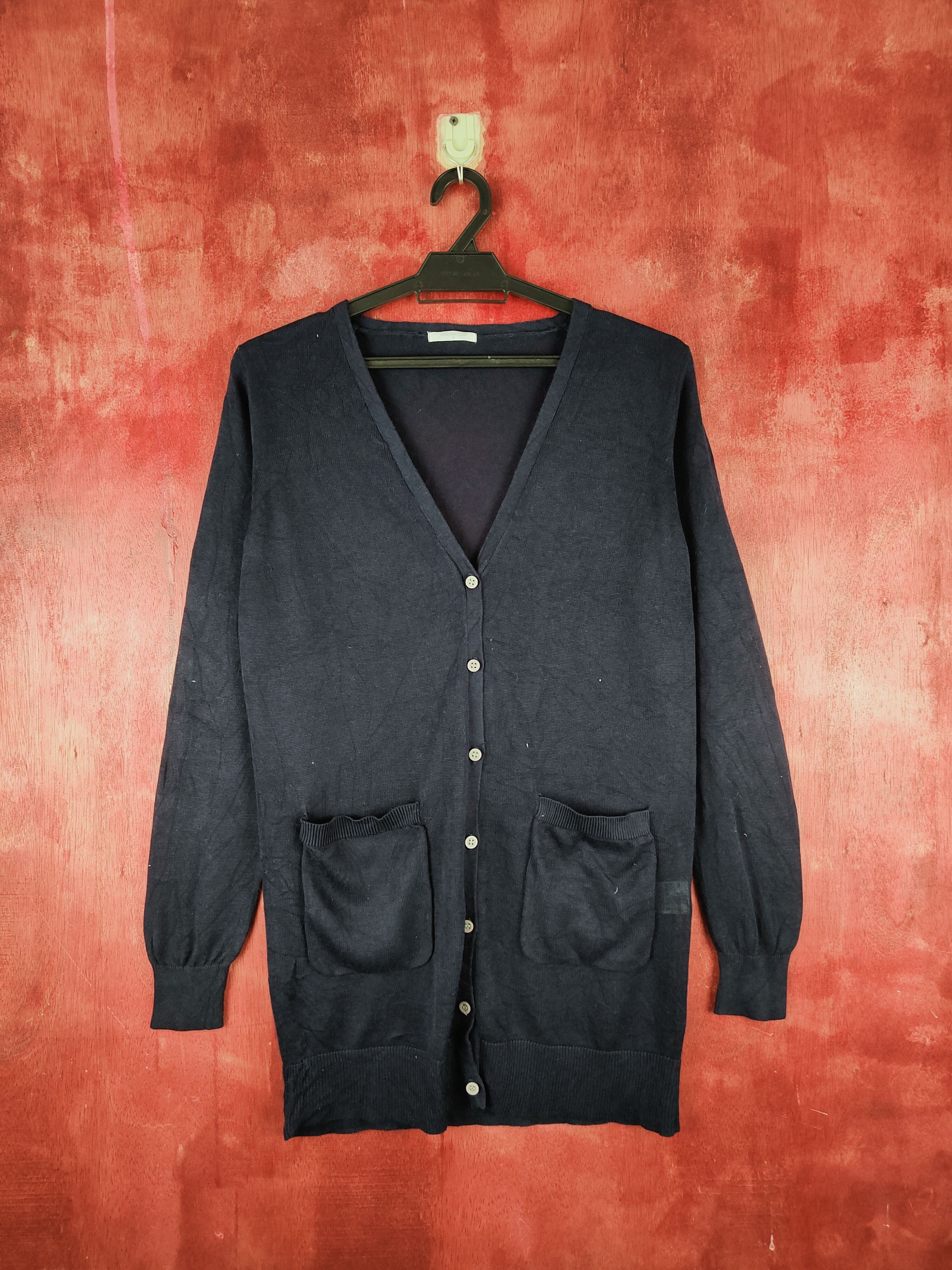 Homespun Knitwear × Japanese Brand Cinema Club Navy Blue Long Cardigan knitwear japan #S922 Size M / US 6-8 / IT 42-44 - 1 Thumbnail