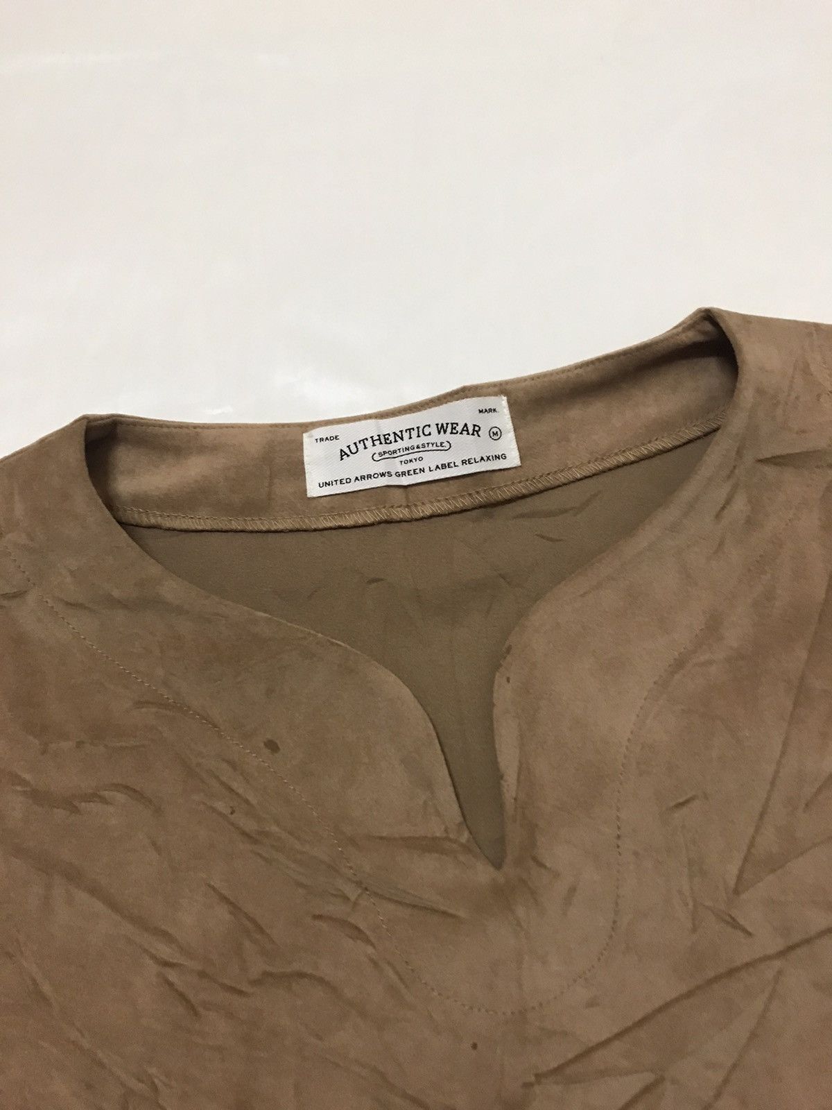 United Arrows Green Label Relaxing Johnny Collar Suede Shirt Size US M / EU 48-50 / 2 - 2 Thumbnail