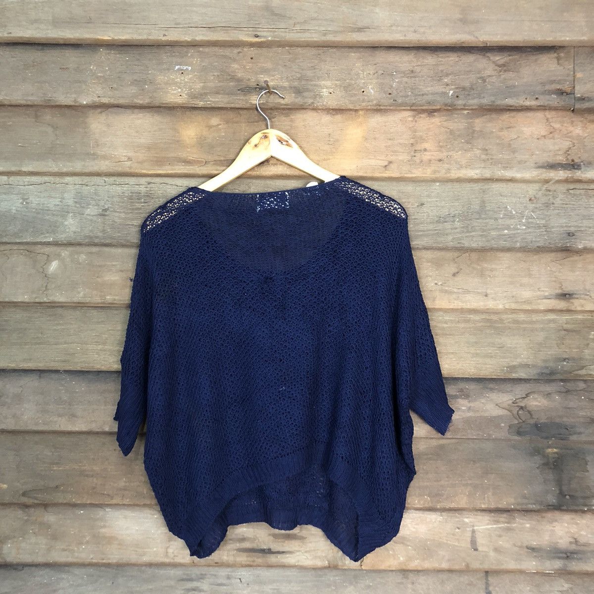 Homespun Knitwear Olove Stroy Mesh Net Crochet Blue Cardigan Knitwear #7166 Size M / US 6-8 / IT 42-44 - 8 Thumbnail