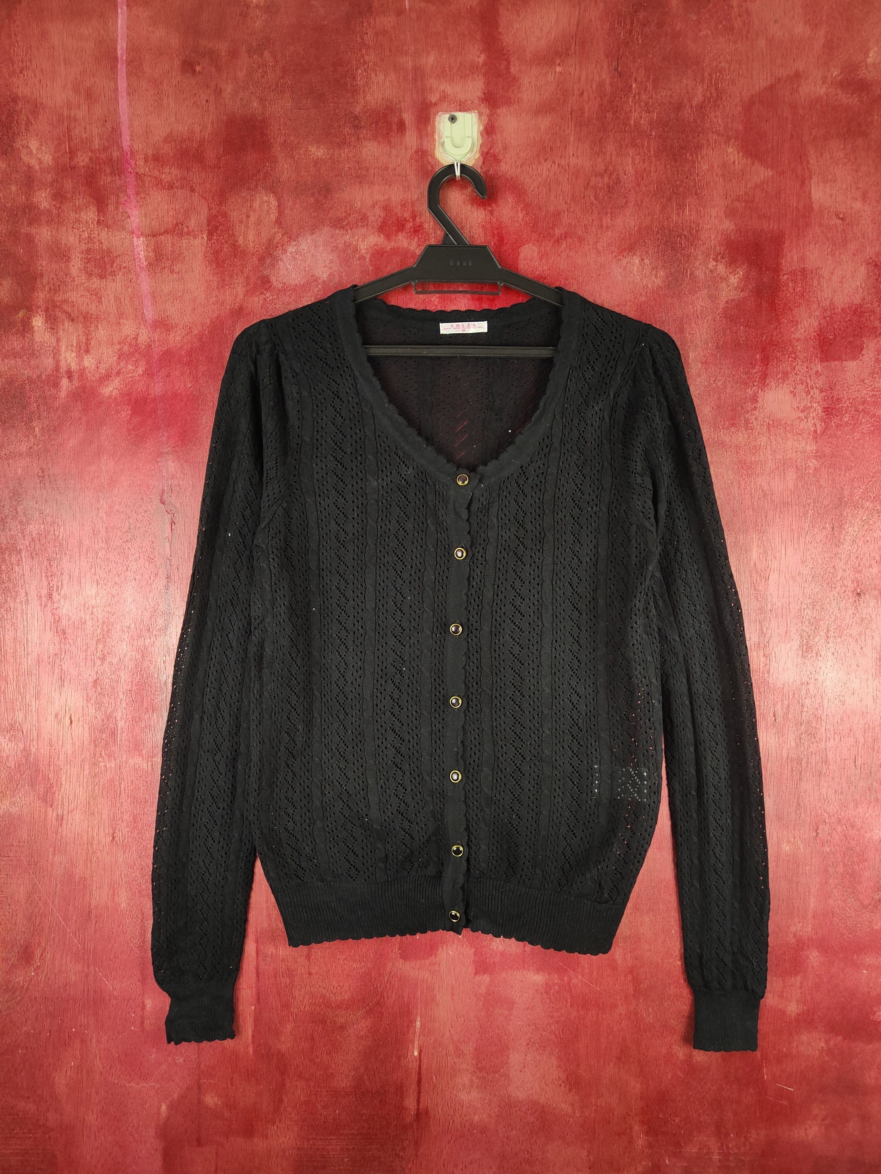 Vintage C.O.L.Z.A Black Crochet Meshnet Cardigan knitwear #S903 Size M / US 6-8 / IT 42-44 - 1 Thumbnail
