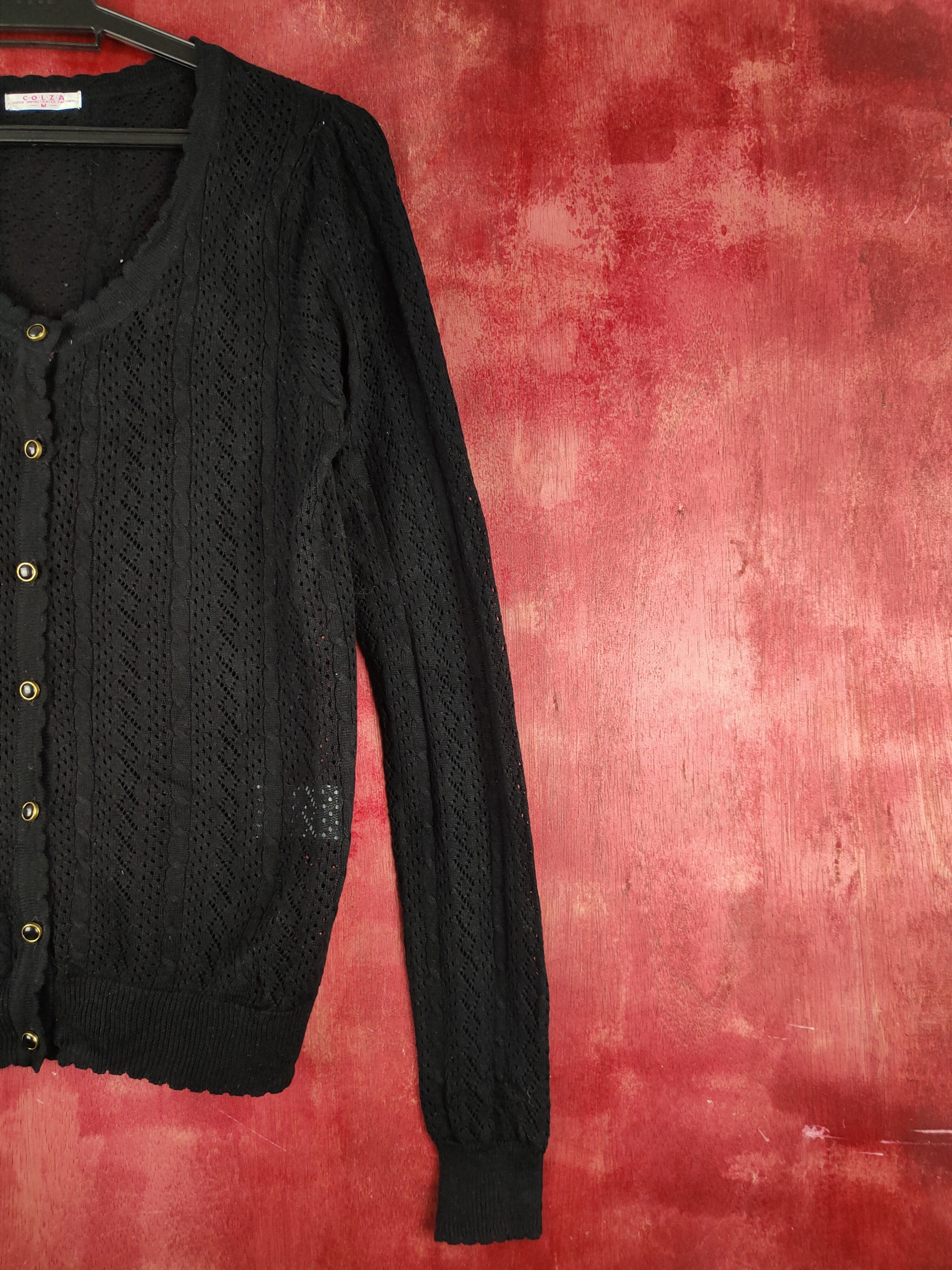 Vintage C.O.L.Z.A Black Crochet Meshnet Cardigan knitwear #S903 Size M / US 6-8 / IT 42-44 - 5 Thumbnail