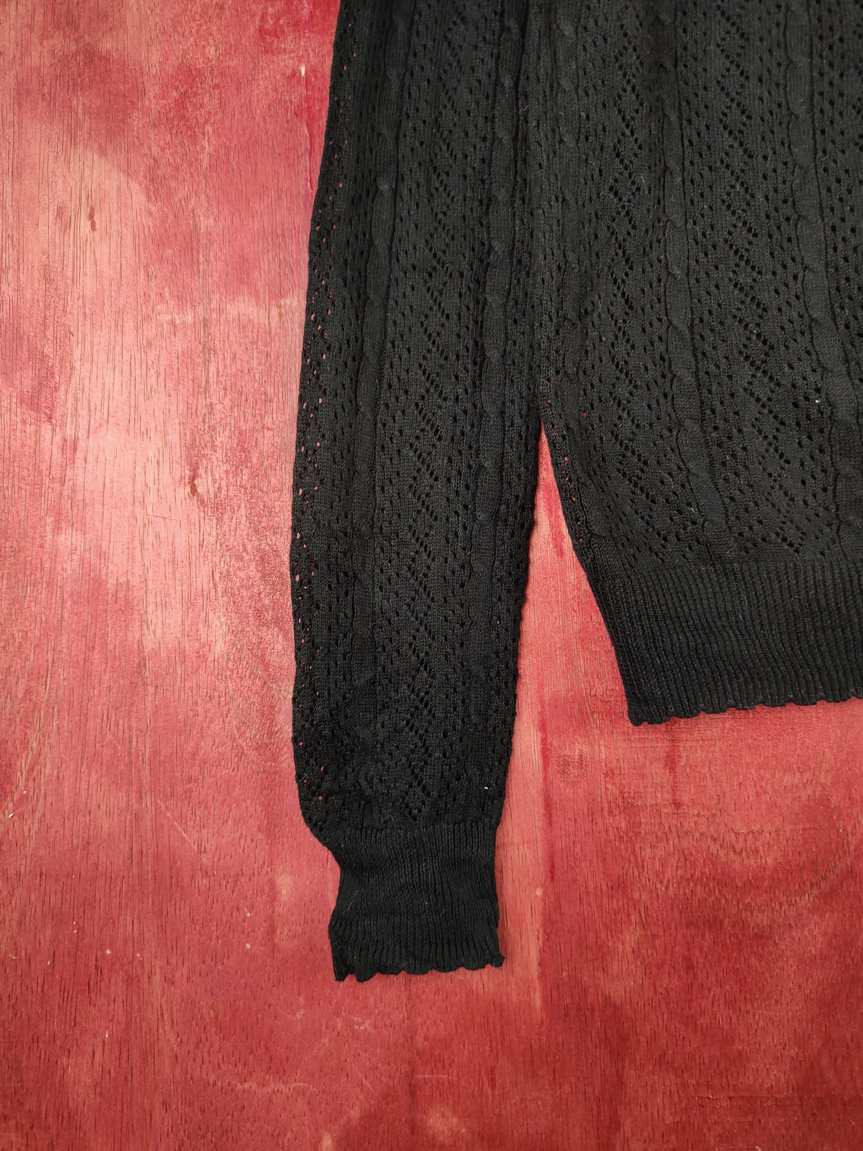 Vintage C.O.L.Z.A Black Crochet Meshnet Cardigan knitwear #S903 Size M / US 6-8 / IT 42-44 - 4 Thumbnail