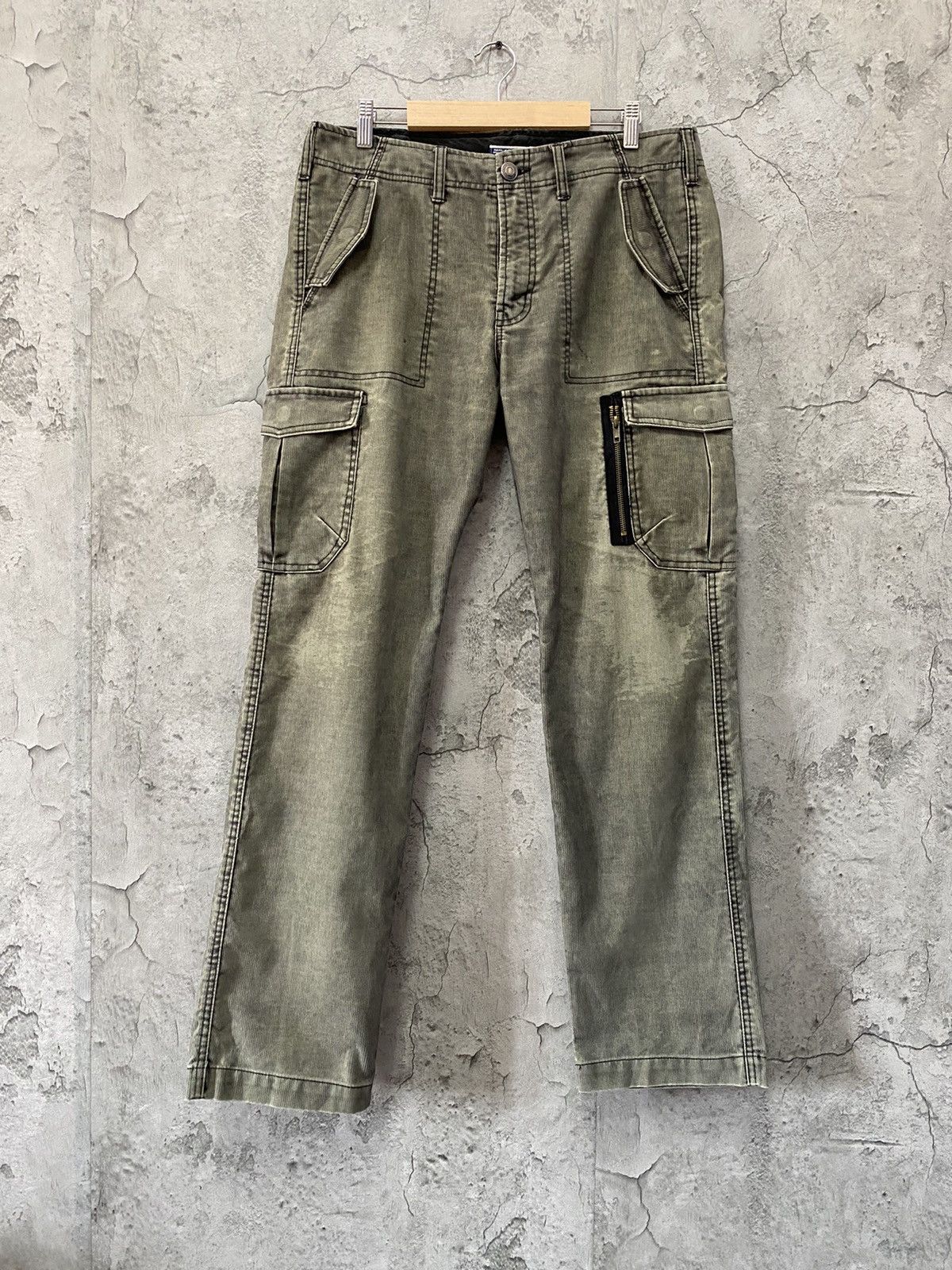 image of Vintage Villand Cargo Corduroy Distressed Pants in Faded Black, Men's (Size 34)