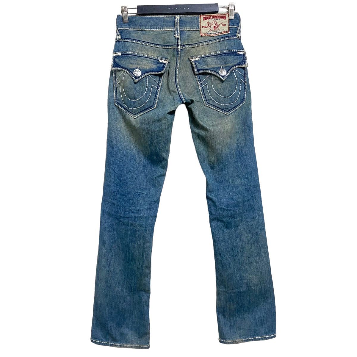 True Religion Ricky Giant Big T Mudwash Flare Jeans