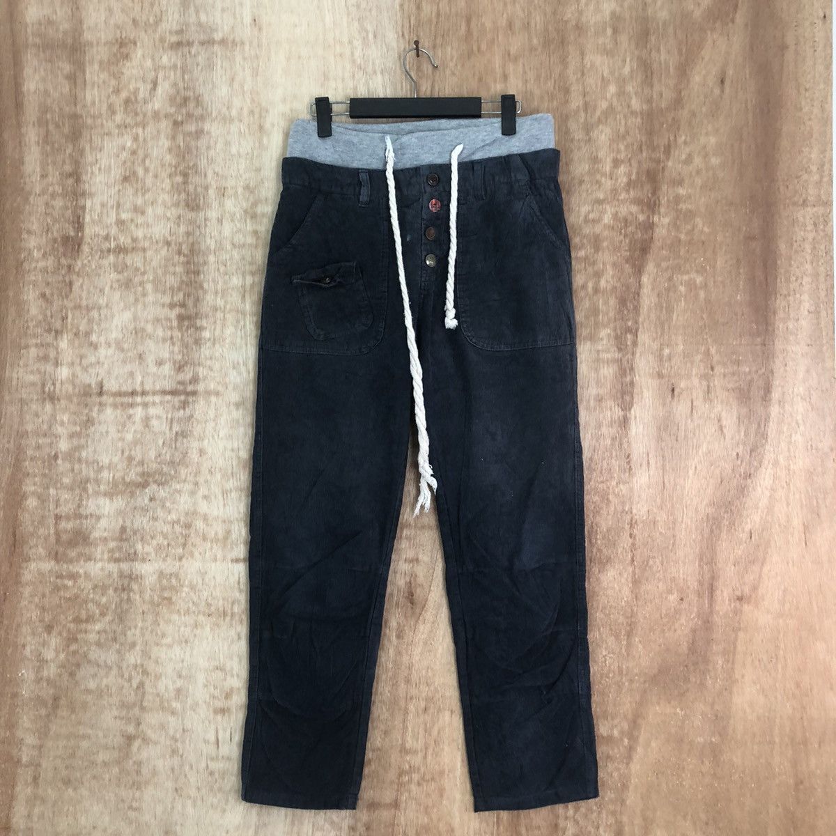Japanese Brand Japanese Brand Dark Blue Corduroy jogger pants #6200 Size US 27 - 1 Thumbnail