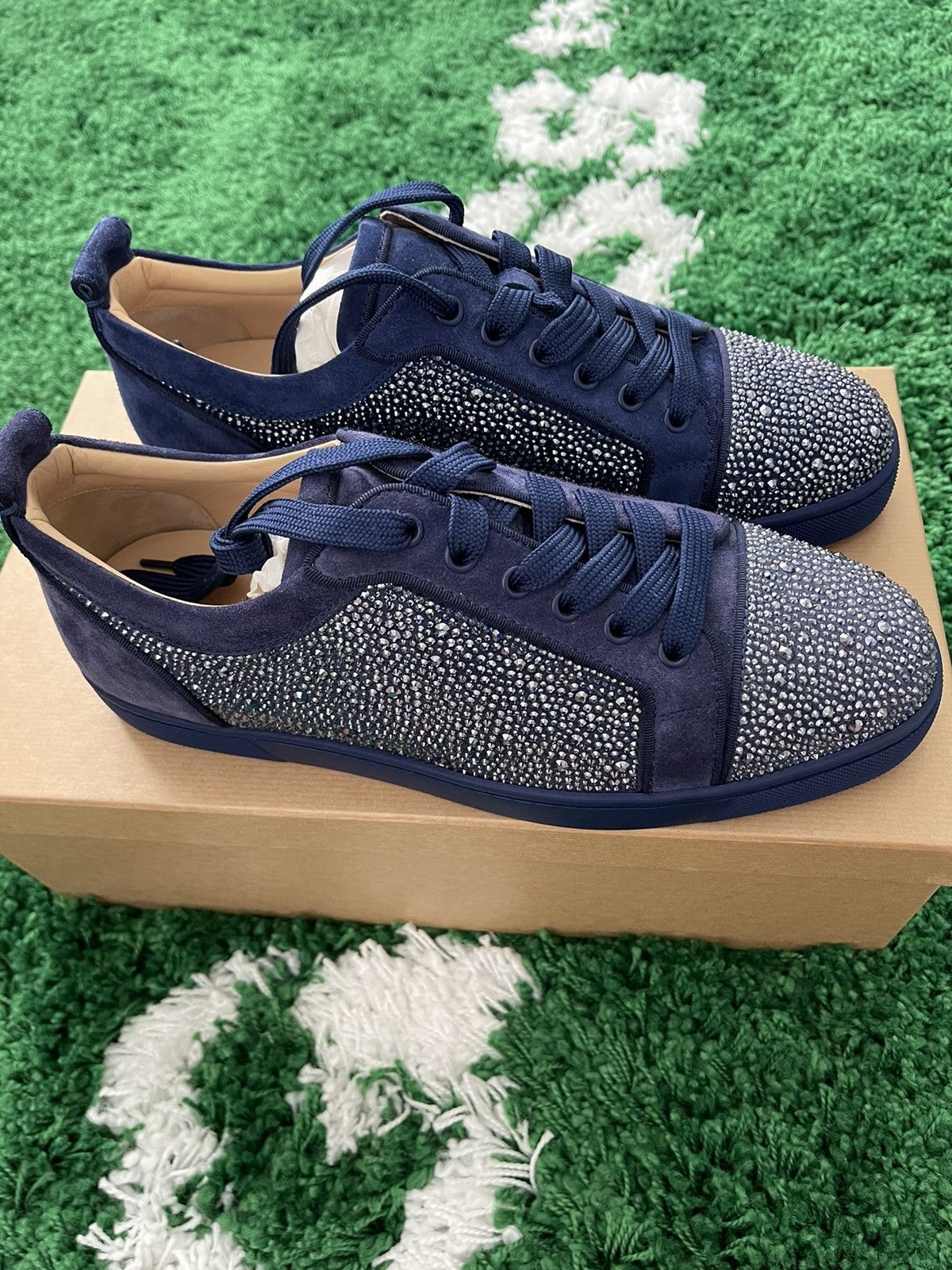 Christian Louboutin Louis Junior Strass Flat Blue Crystal