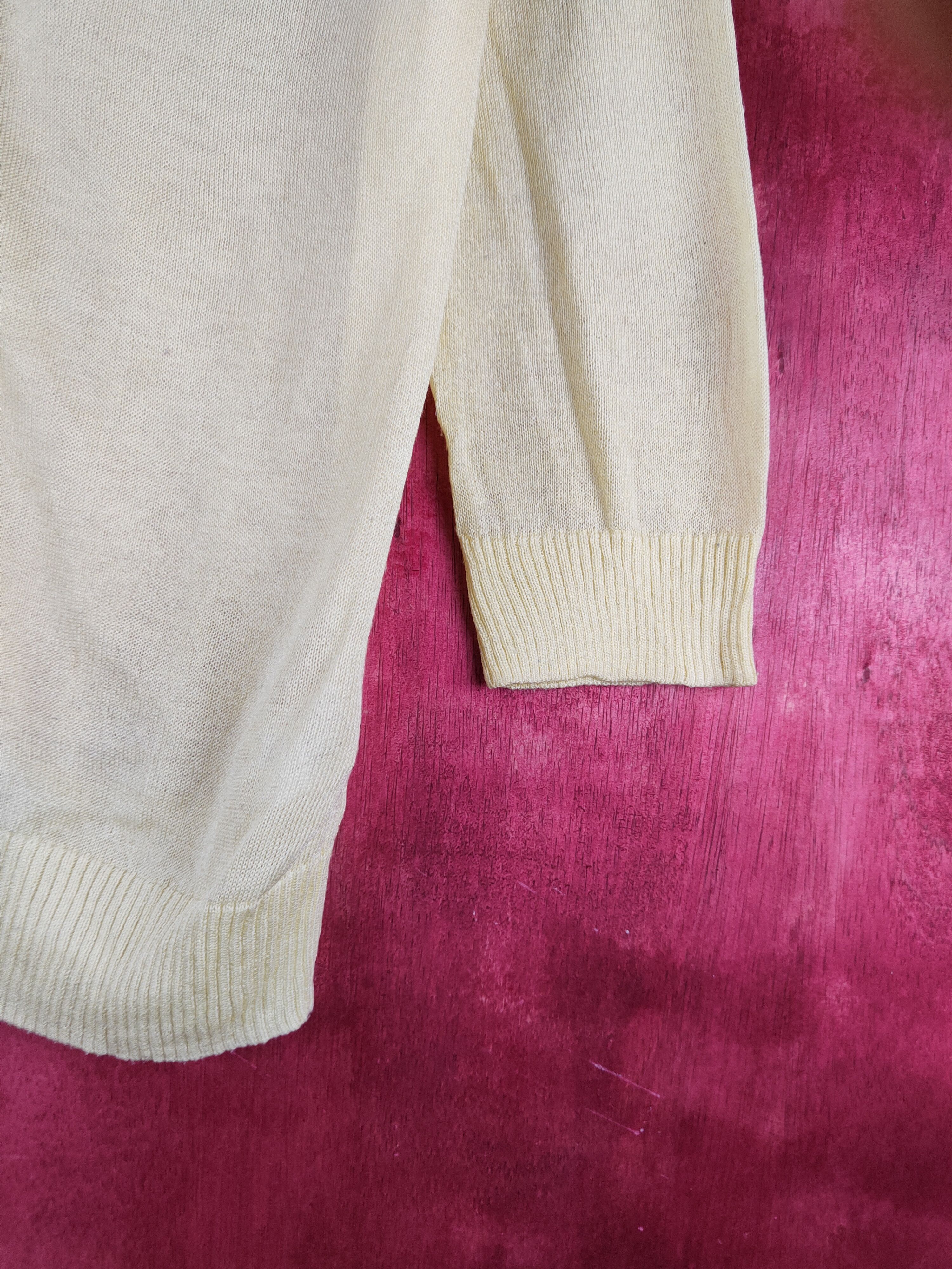 Homespun Knitwear Japanese Brand Yellow Crochet Meshnet Cardigan #S898 Size M / US 6-8 / IT 42-44 - 6 Thumbnail