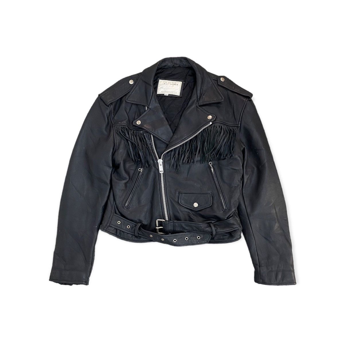 image of Leather Jacket x Vintage Houston Nyc Biker Jacket in Black, Men's (Size Large)
