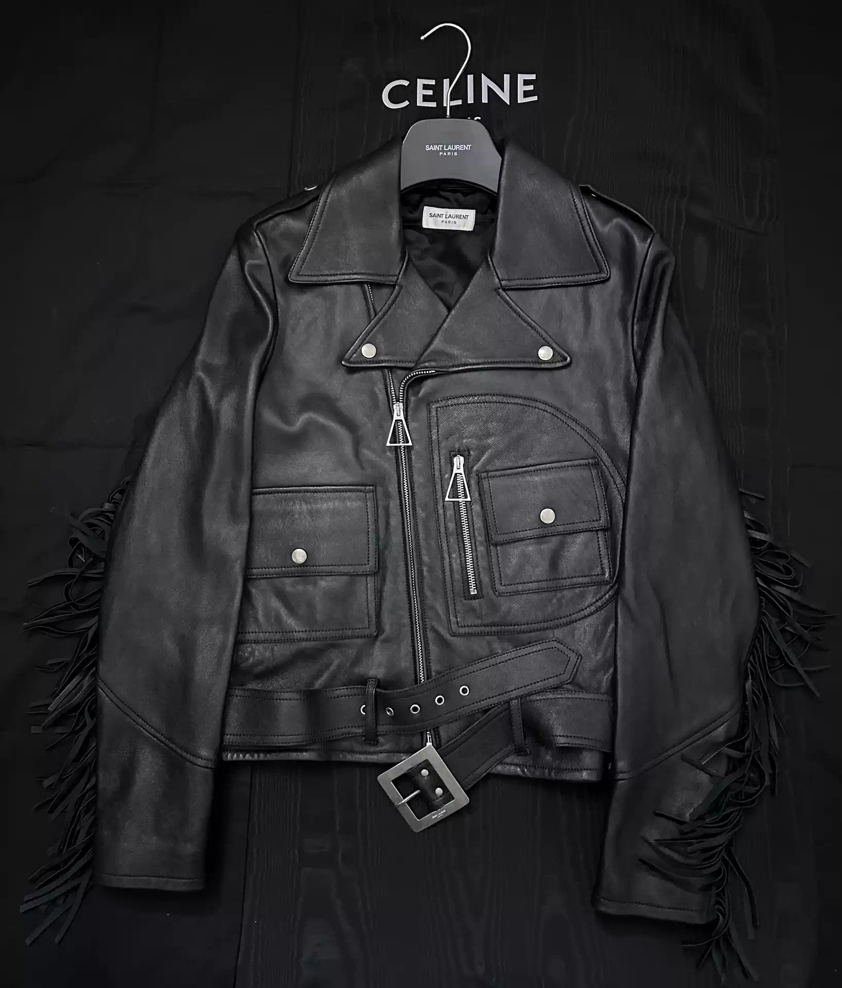 Saint Laurent Paris Saint Laurent 16Aw Archive Tassels Leather Jacket Size 46 Size US S / EU 44-46 / 1 - 1 Thumbnail