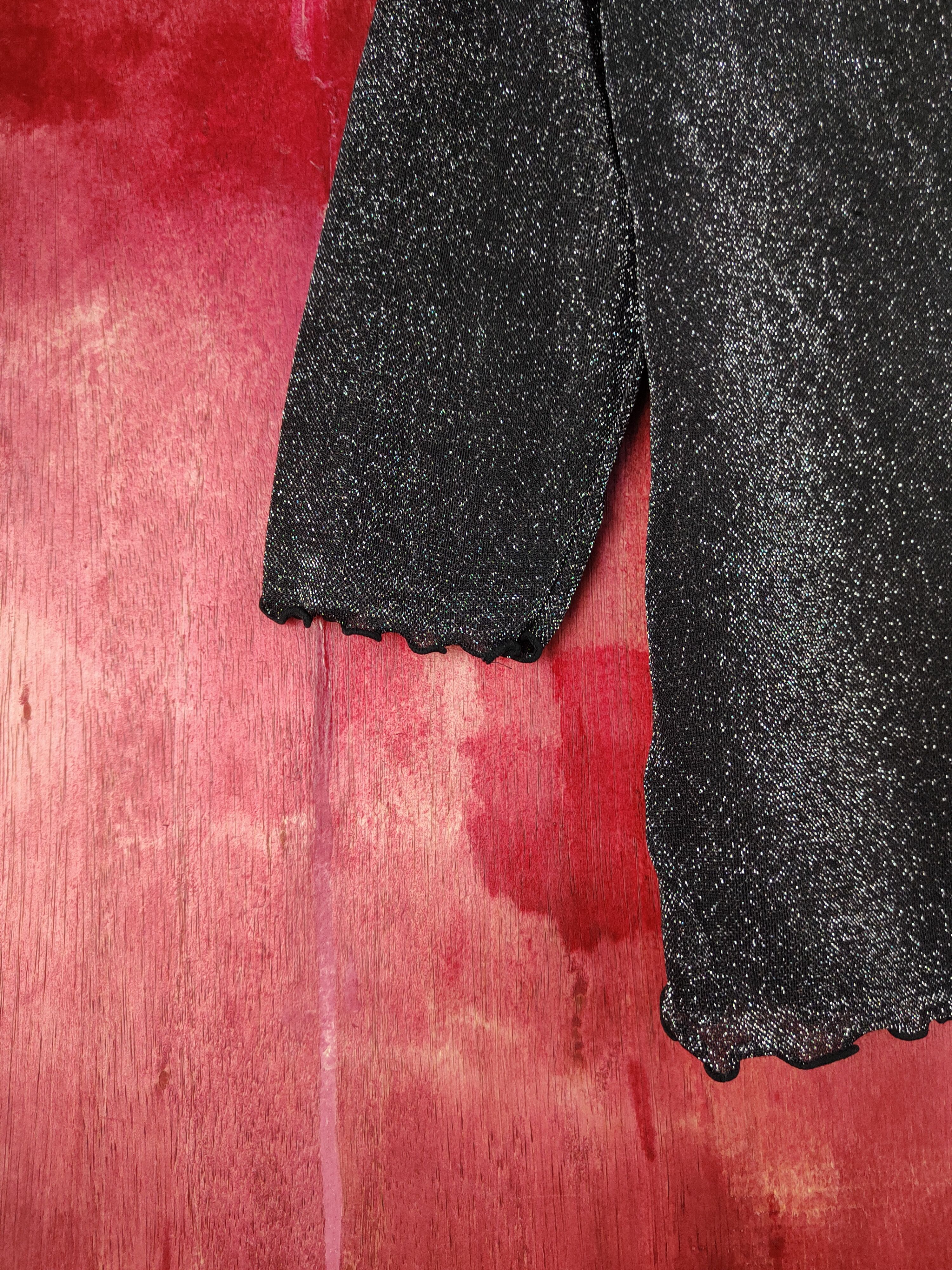 Homespun Knitwear Clef de Sol Black Shining Cardigan knitwear #S941 Size S / US 4 / IT 40 - 4 Thumbnail
