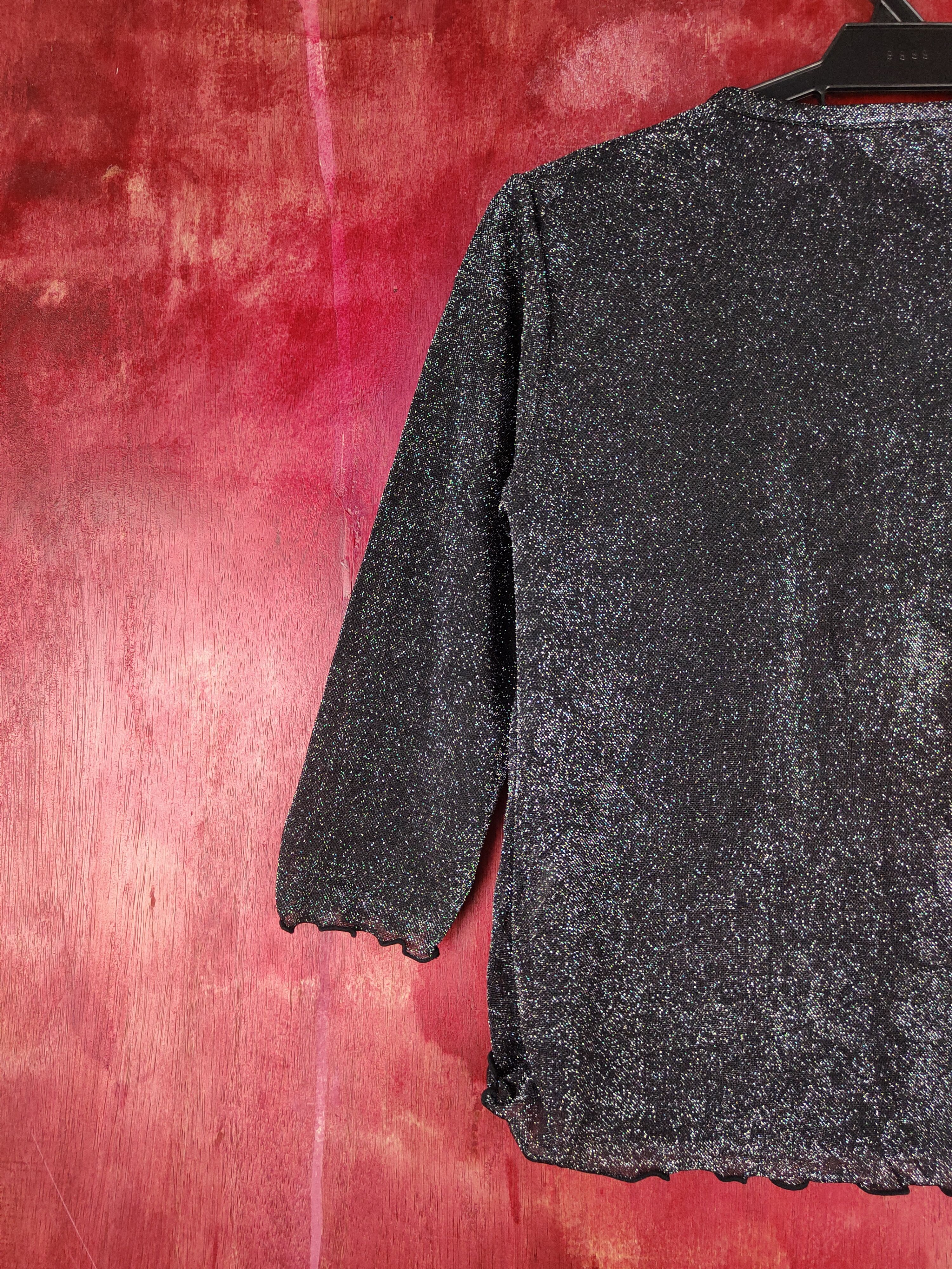 Homespun Knitwear Clef de Sol Black Shining Cardigan knitwear #S941 Size S / US 4 / IT 40 - 8 Thumbnail
