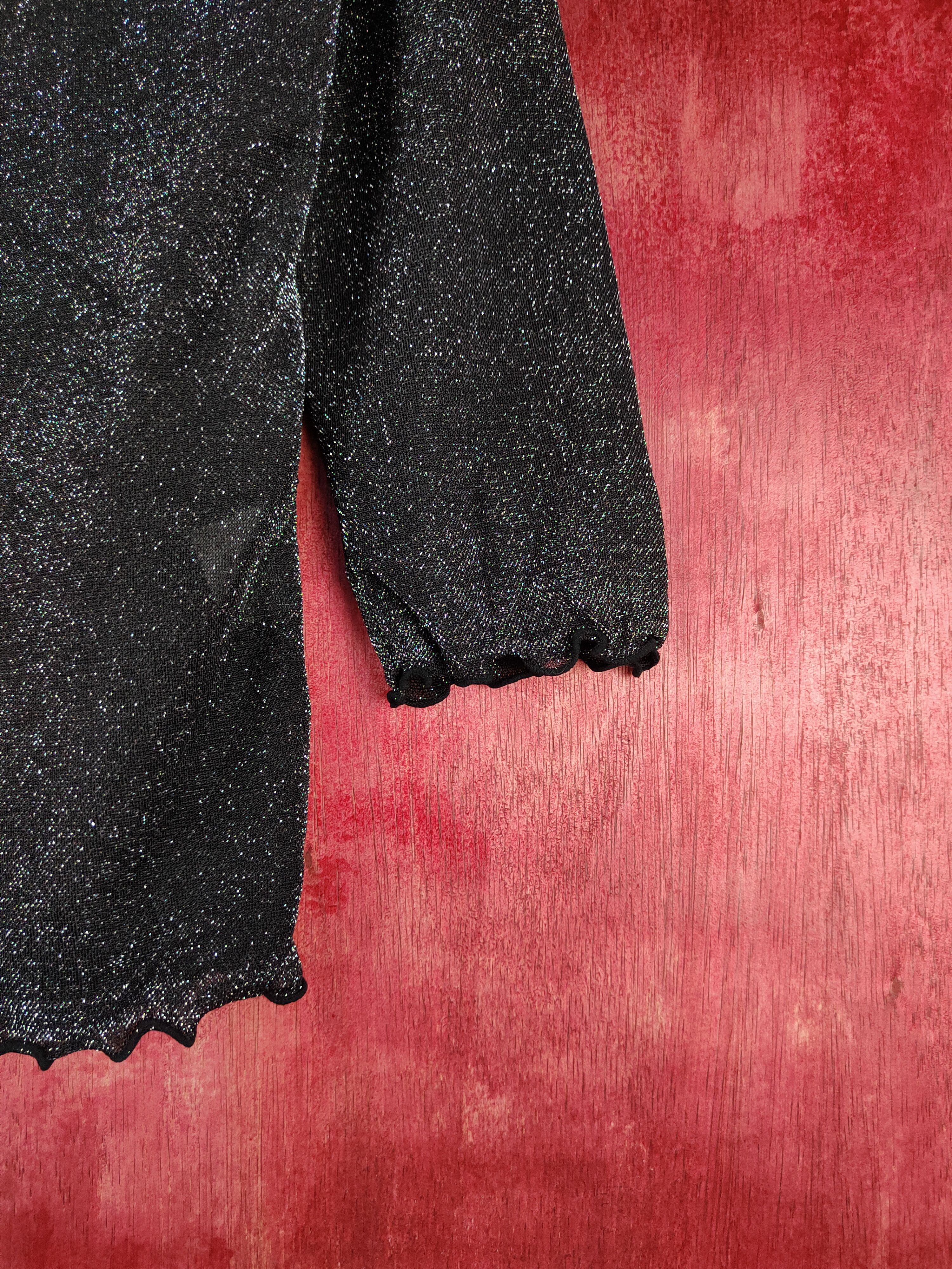 Homespun Knitwear Clef de Sol Black Shining Cardigan knitwear #S941 Size S / US 4 / IT 40 - 6 Thumbnail