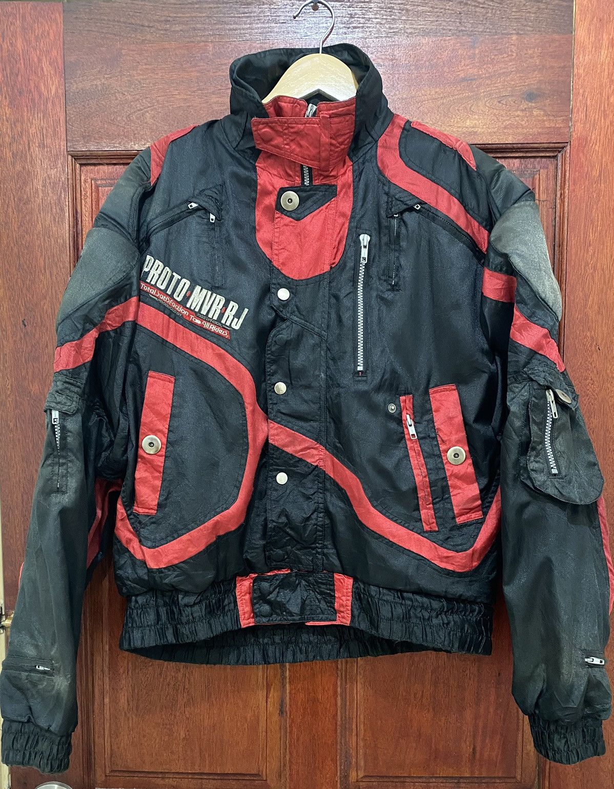 image of Moto x Racing Vintage Kiss Racing Team Multipocket 14 Jacket Design in Black/Red, Men's (Size Large