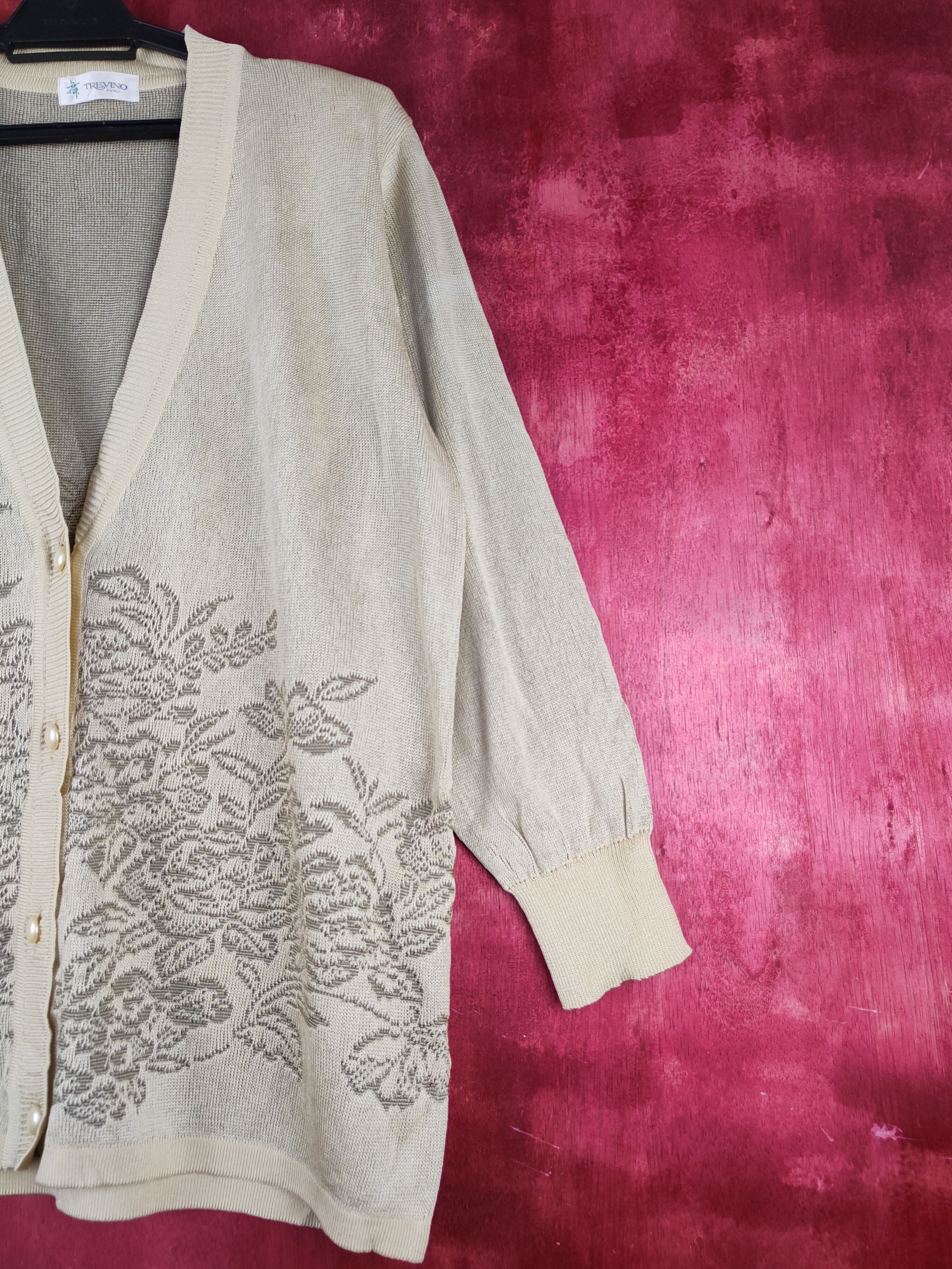Vintage Trevino art flower Gold/brown Cardigan knitwear #S938 Size L / US 10 / IT 46 - 5 Thumbnail