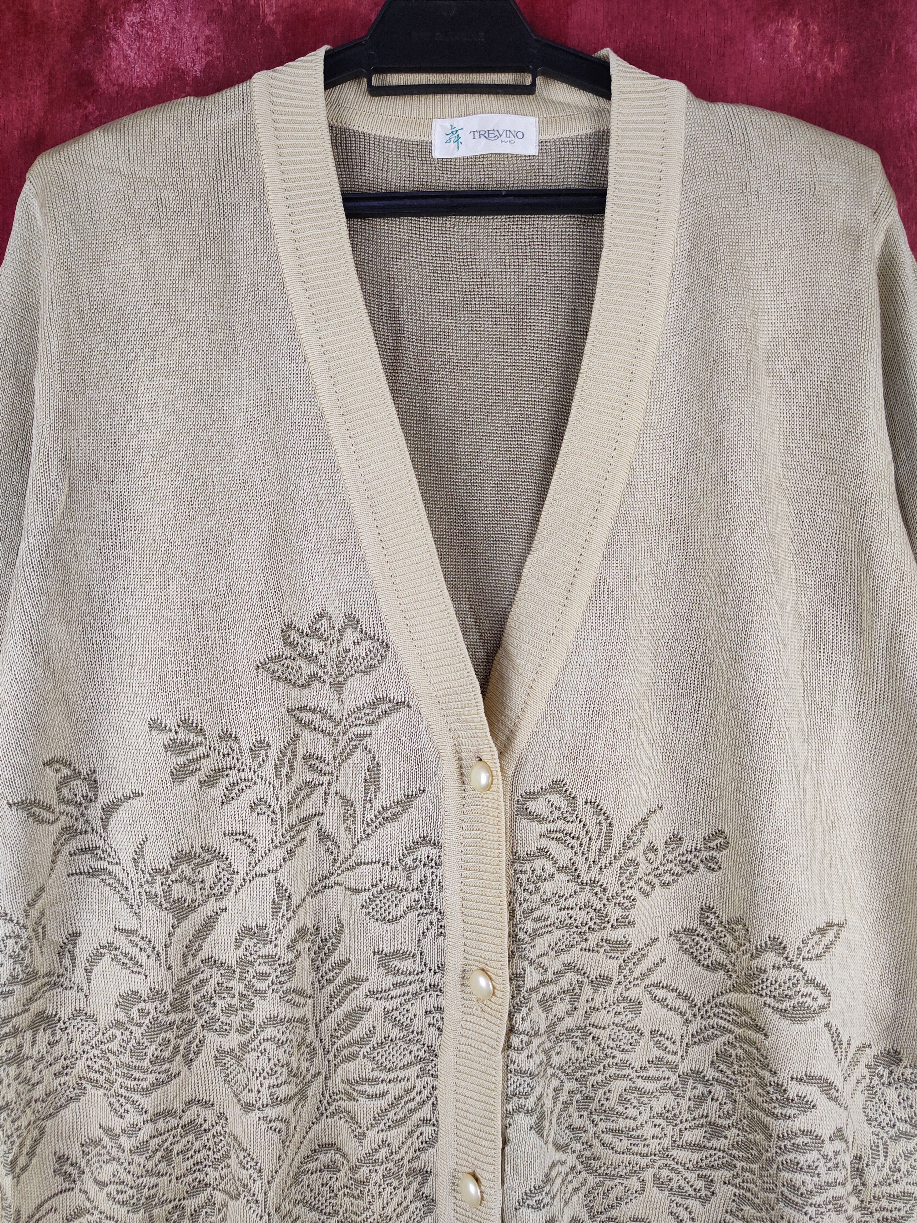 Vintage Trevino art flower Gold/brown Cardigan knitwear #S938 Size L / US 10 / IT 46 - 2 Thumbnail