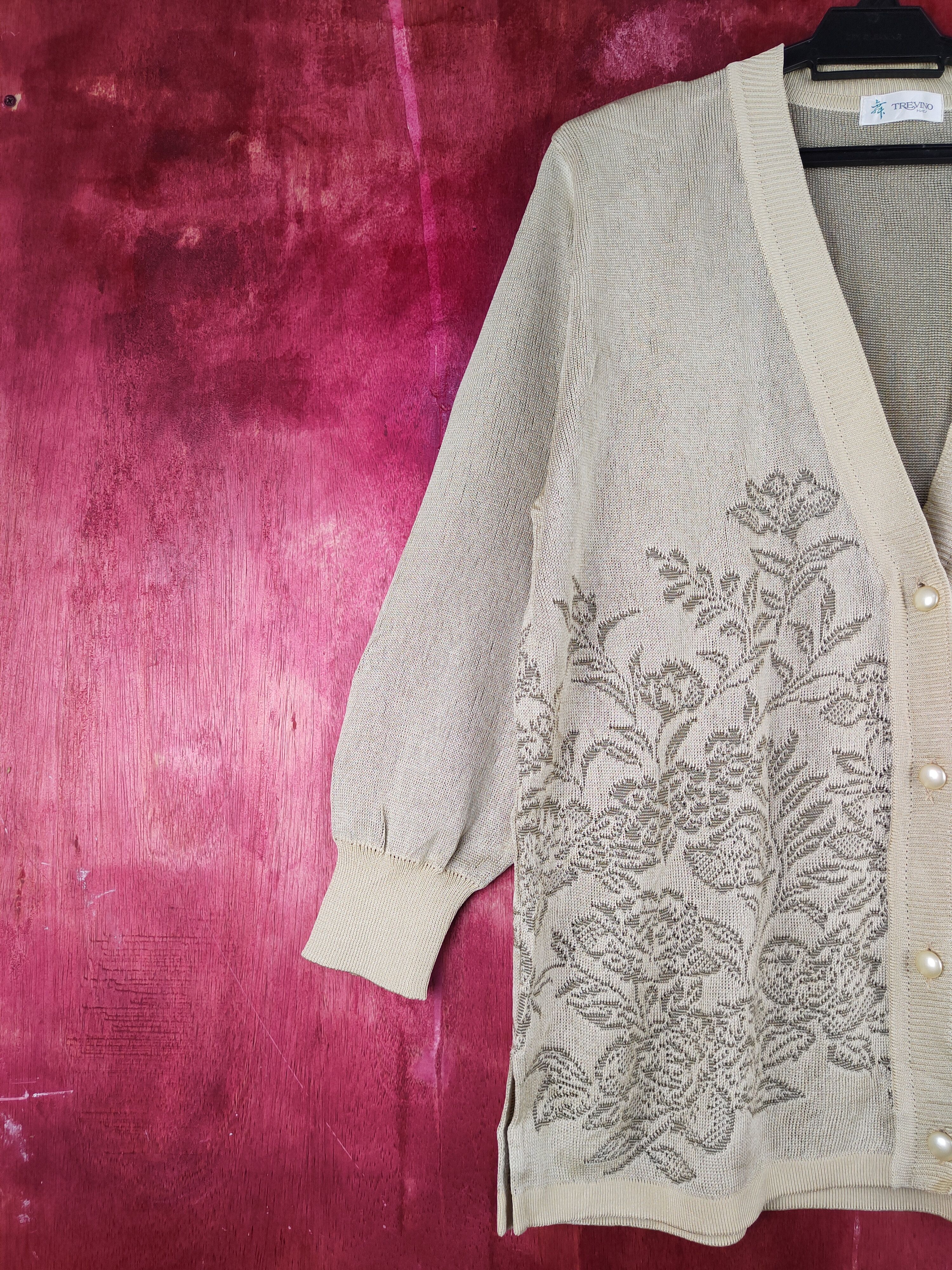 Vintage Trevino art flower Gold/brown Cardigan knitwear #S938 Size L / US 10 / IT 46 - 3 Thumbnail