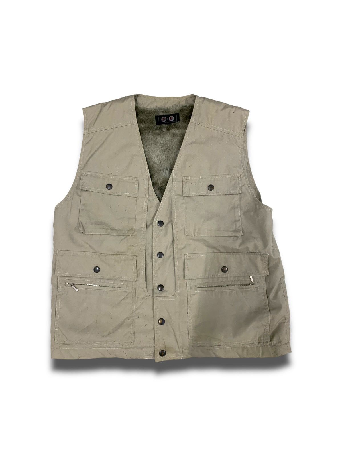 Japanese Brand Vintage ivy Brothers Tactical Cargo Fleece Vest