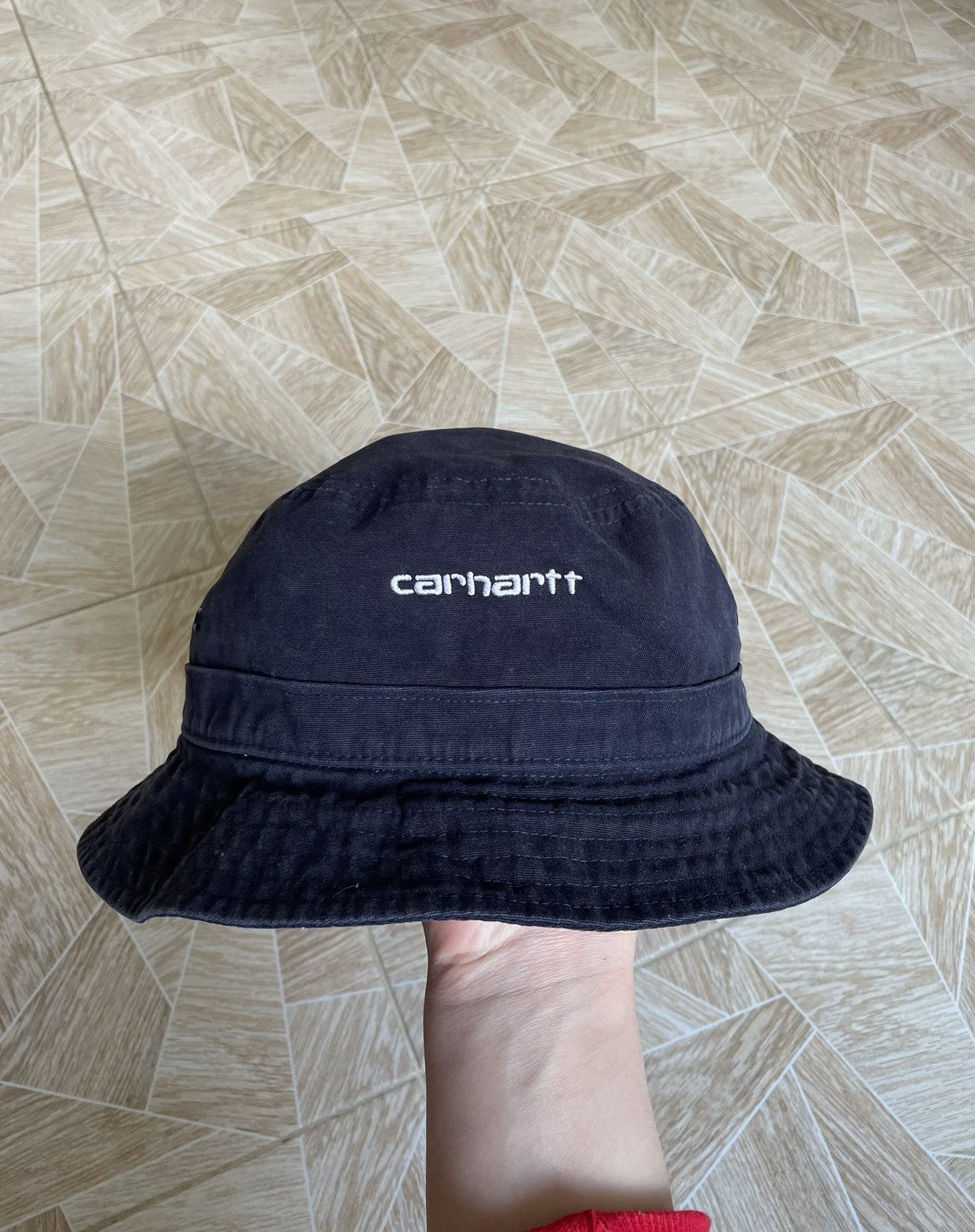 Vintage Y2K Rare Vintage Carhartt WIP Black Script Logo Bucket Hat