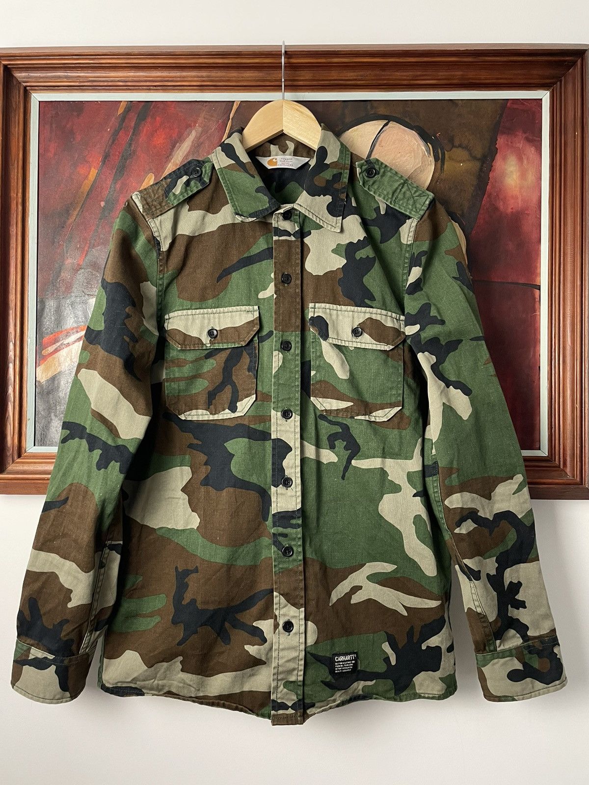 Carhartt Carhartt Button Up Shirt Military Camo Fullprint Skate Work Size US S / EU 44-46 / 1 - 1 Thumbnail