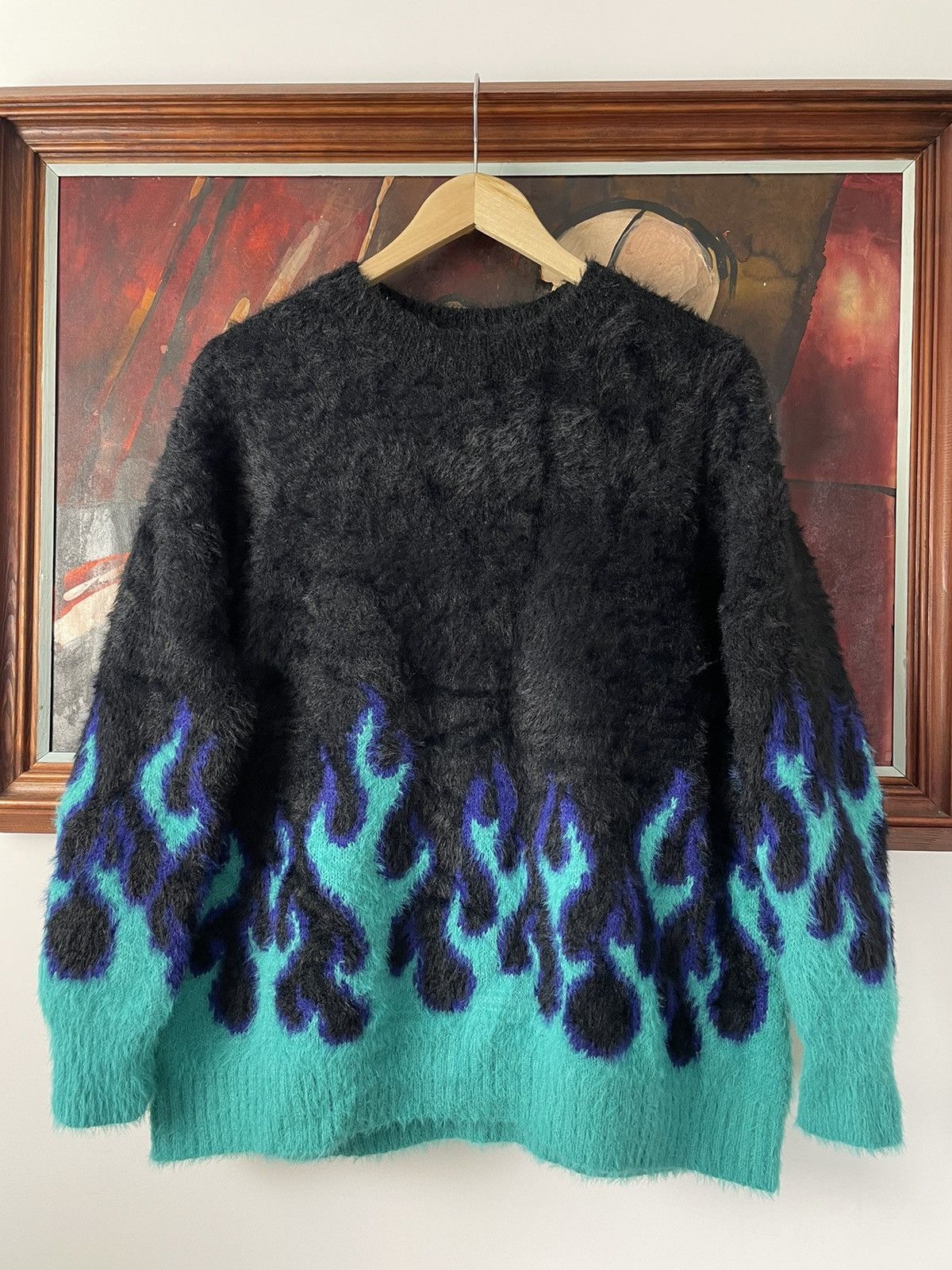 Vintage AvantGarde Cropped Boxy Flame Sweater Knit Alternative Rare Size US S / EU 44-46 / 1 - 1 Thumbnail