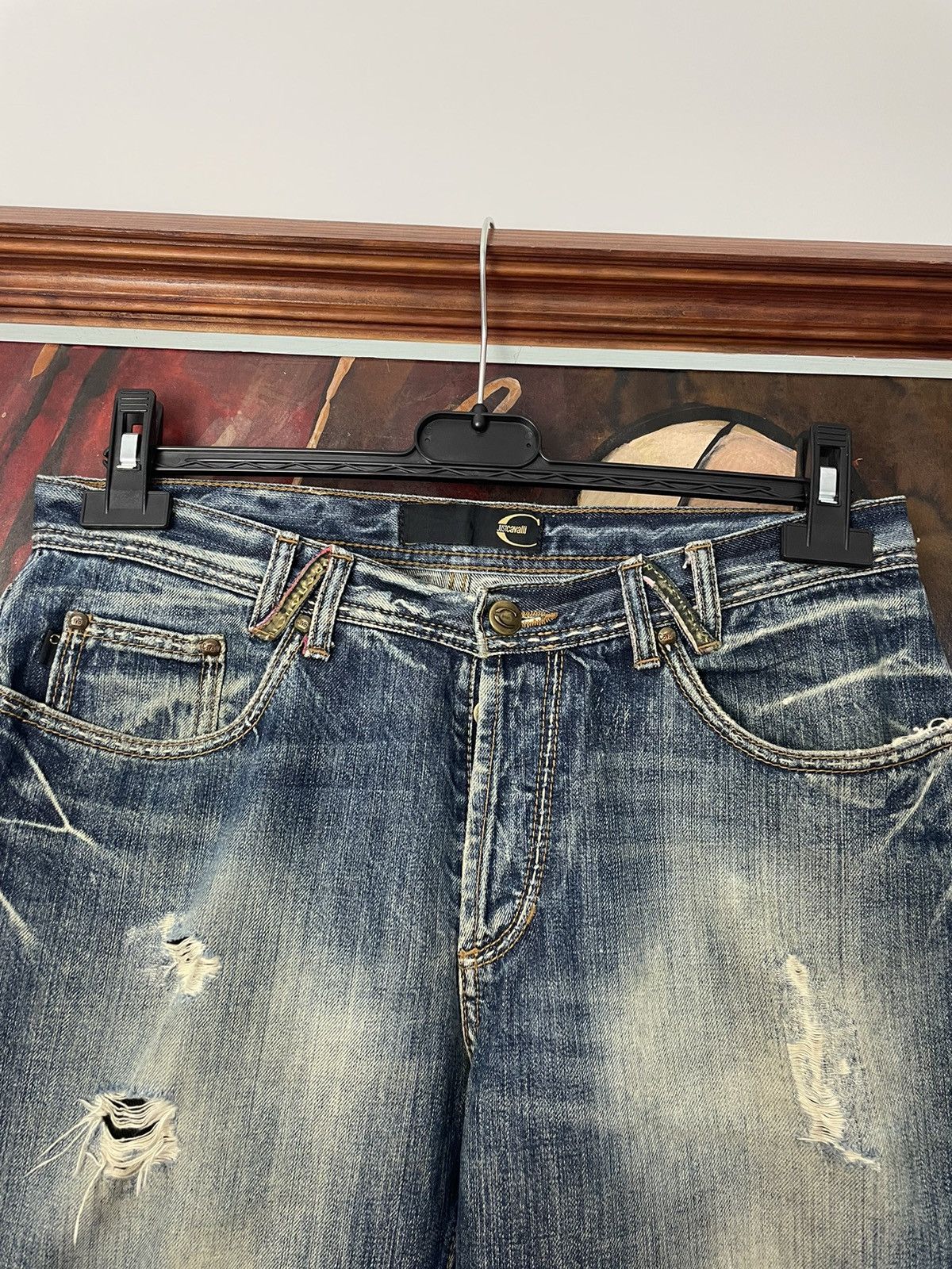Just Cavalli Just Cavalli Vintage Y2k Distressed Denim Jeans Designer Size US 33 - 3 Thumbnail
