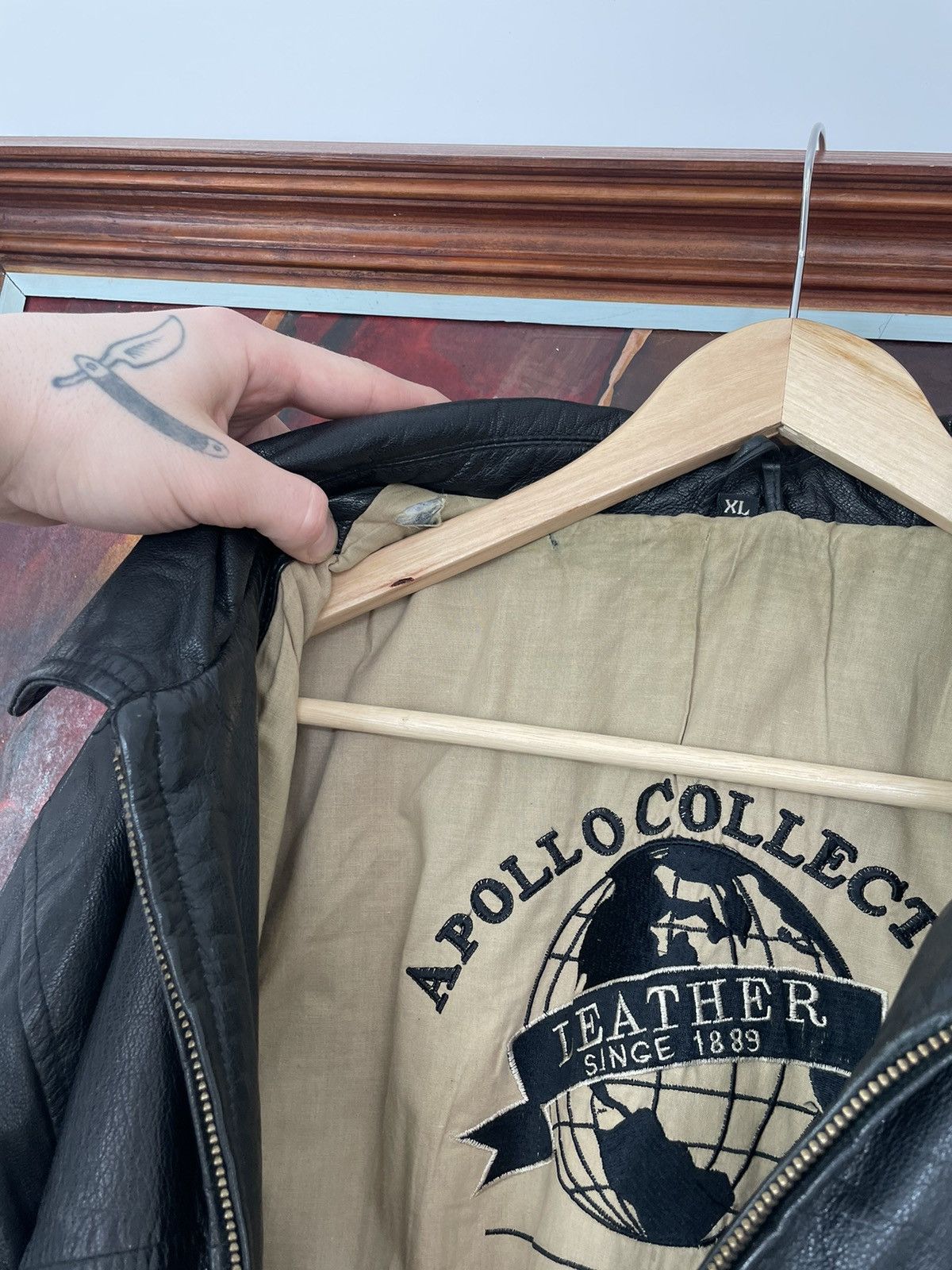Leather Vintage Genuine Real Leather Jacket High Quality Rock Punk Size US XL / EU 56 / 4 - 4 Thumbnail