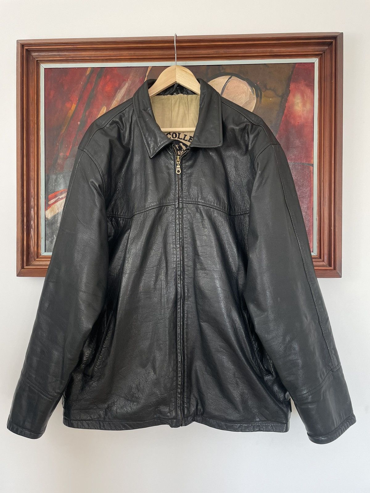 Leather Vintage Genuine Real Leather Jacket High Quality Rock Punk Size US XL / EU 56 / 4 - 1 Thumbnail