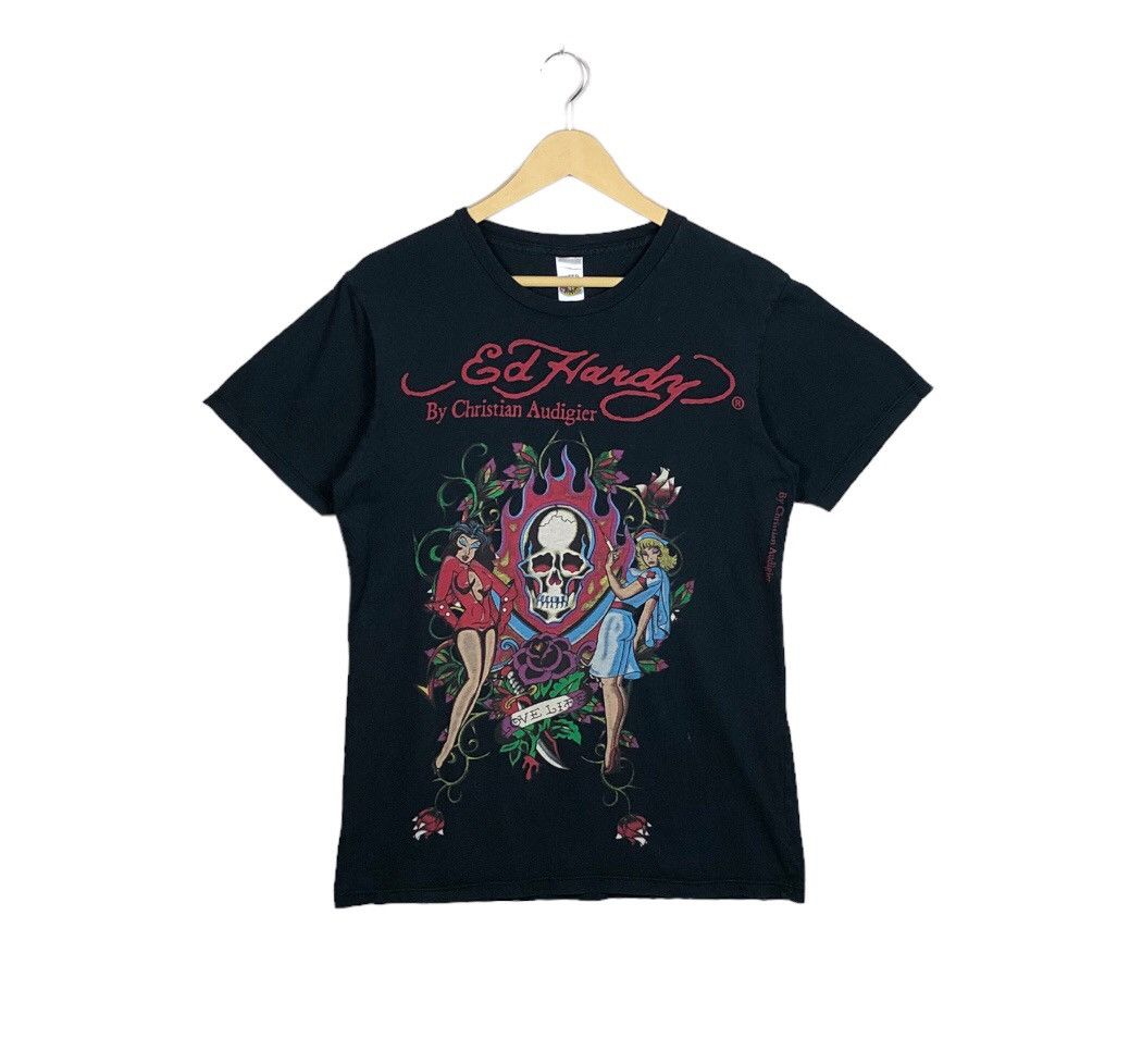 Christian Audigier Vintage Christian Audigier Ed Hardy Skull Big Print Tee Size US M / EU 48-50 / 2 - 1 Thumbnail