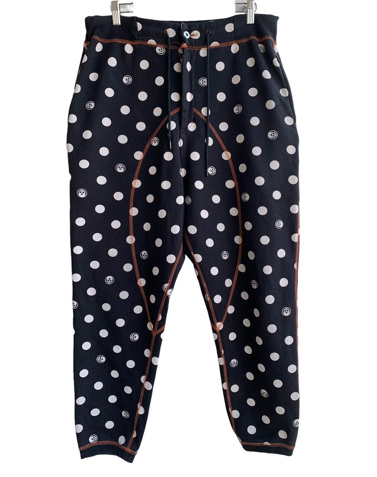 😈 Japanese Brand Devil Nut Skull ☠️ Polka dot Joggers Pants