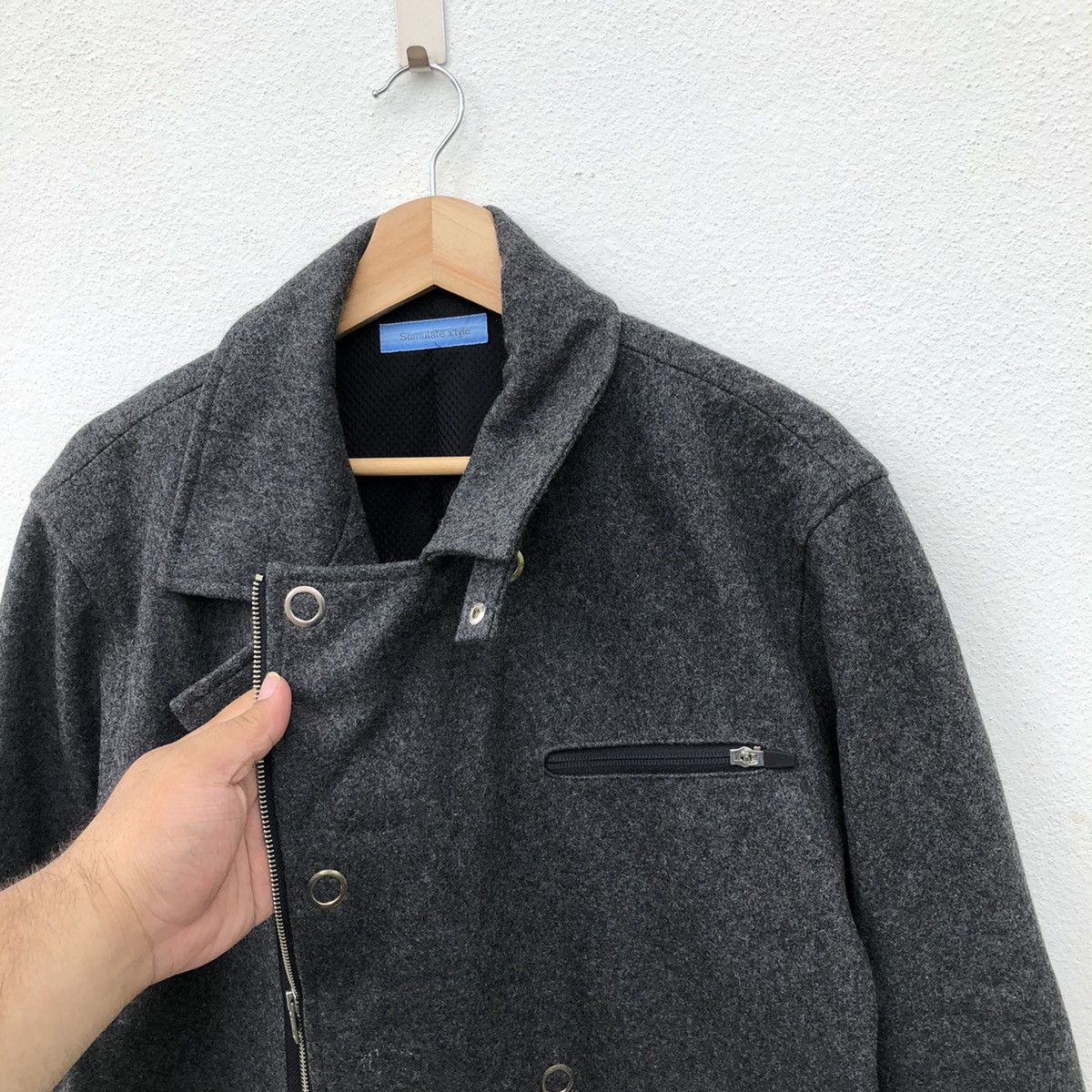 Japanese Brand 🔥VINTAGE WOOL JACKET BIKER DOUBLE BREAST STIMULATE X'TYLE Size US L / EU 52-54 / 3 - 7 Thumbnail