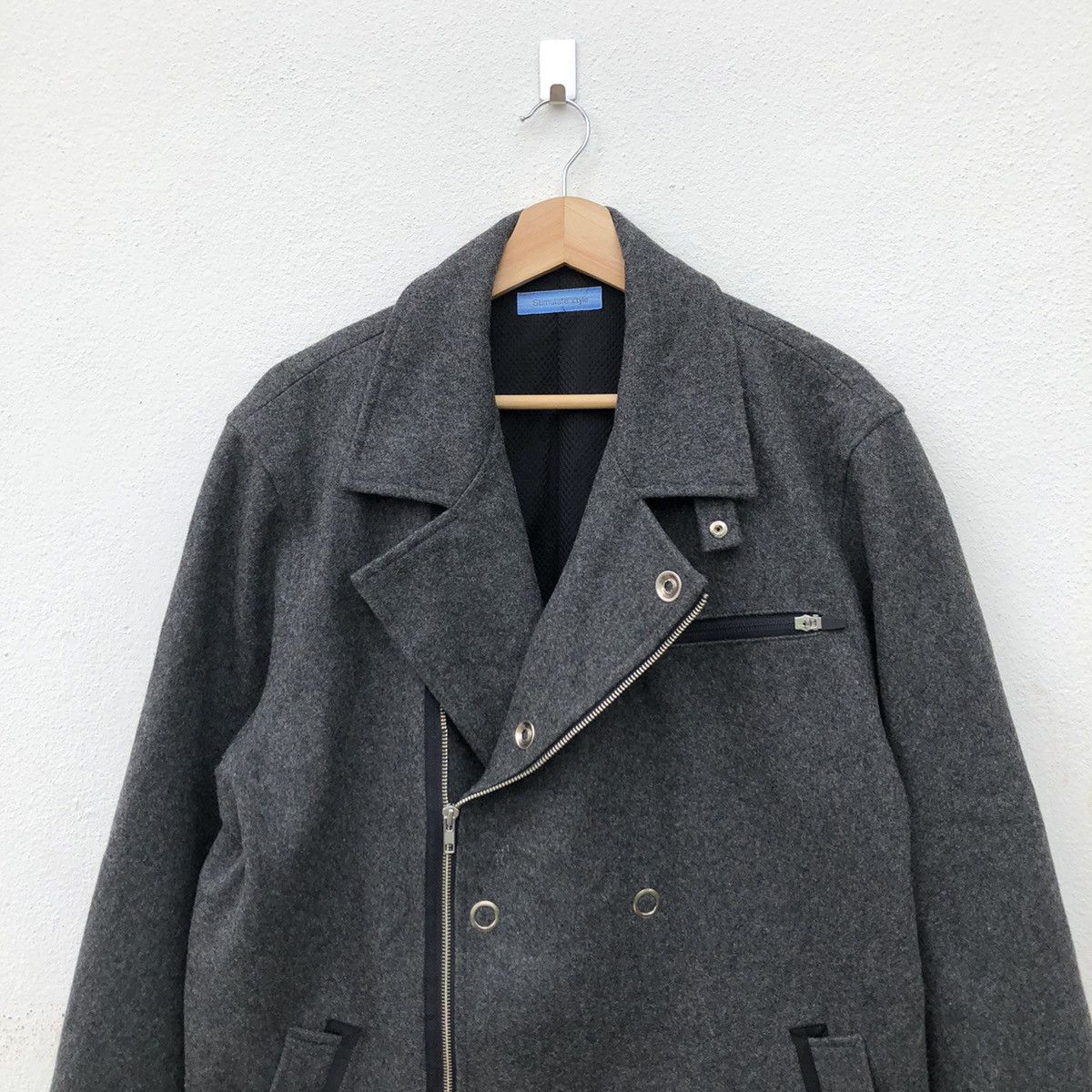 Japanese Brand 🔥VINTAGE WOOL JACKET BIKER DOUBLE BREAST STIMULATE X'TYLE Size US L / EU 52-54 / 3 - 4 Thumbnail