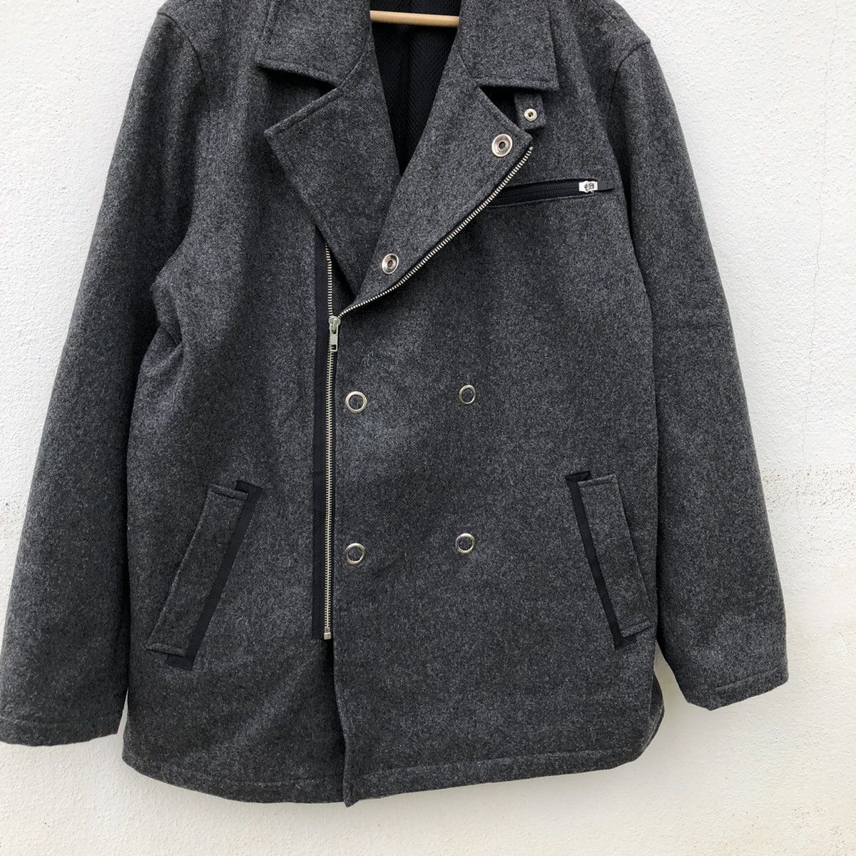 Japanese Brand 🔥VINTAGE WOOL JACKET BIKER DOUBLE BREAST STIMULATE X'TYLE Size US L / EU 52-54 / 3 - 6 Thumbnail