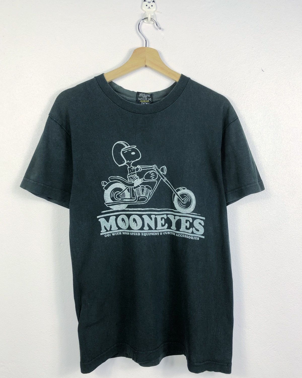 image of Vintage Mooneyes X Peanuts Tee in Faded Black, Men's (Size Medium)
