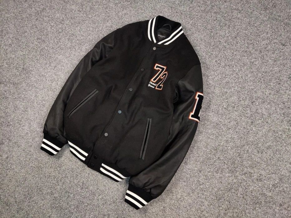 Vintage Vintage 90's Varsity Jacket Bomber USA Letterman Black Wool Size US M / EU 48-50 / 2 - 2 Thumbnail