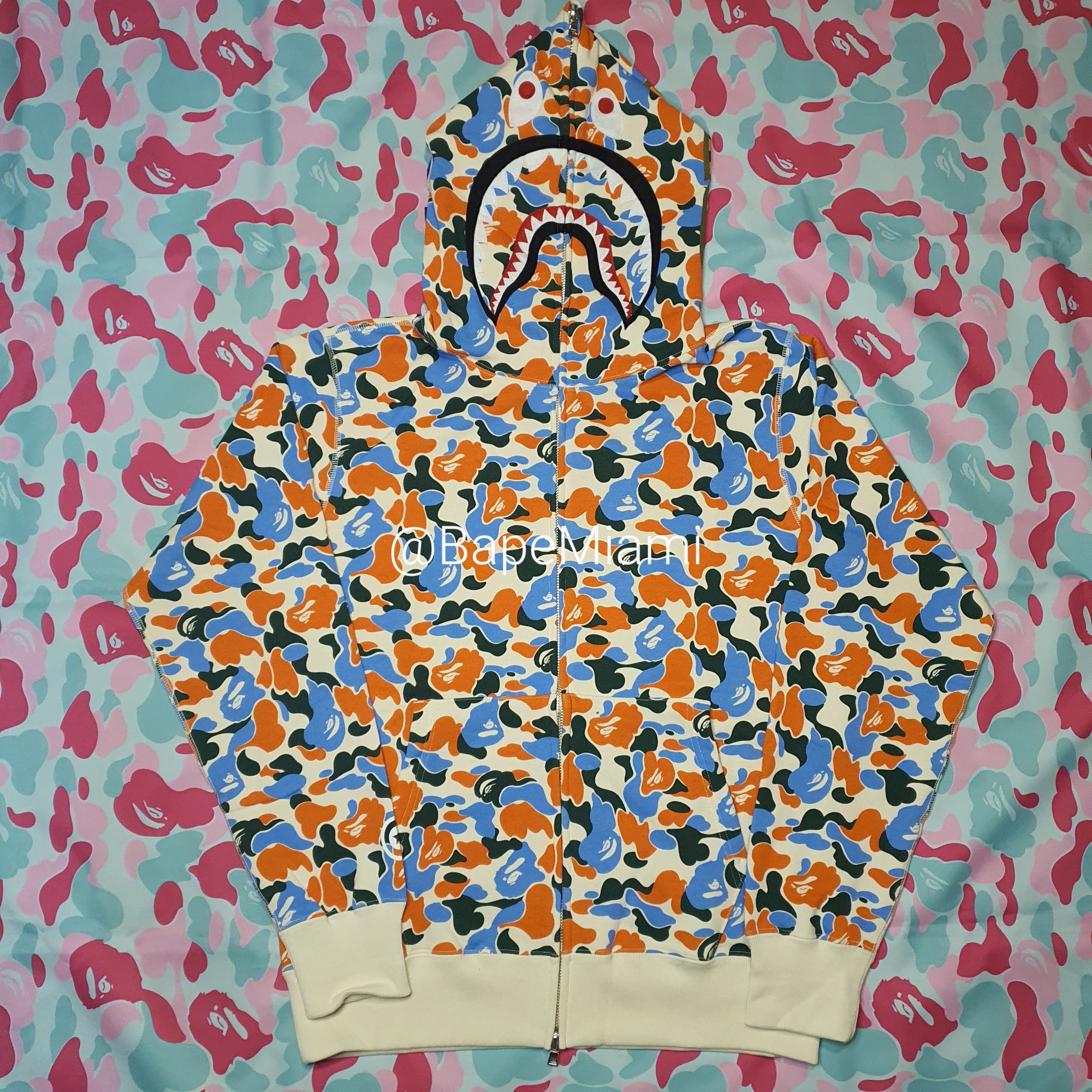 image of Bape Indonesia Opening Camo Shark Full Zip Hoodie, Men's (Size 2XL)