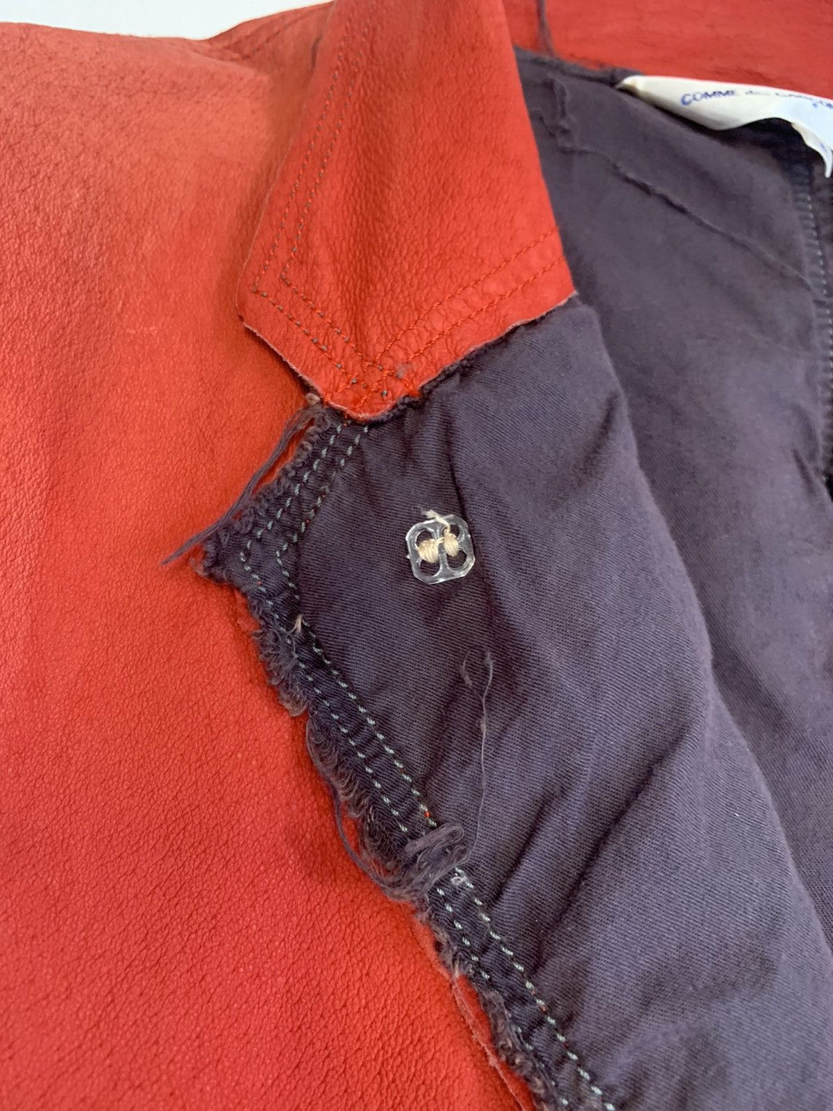 Comme des Garcons garment dyed pig skin leather raw cut jacket red Size US L / EU 52-54 / 3 - 6 Thumbnail
