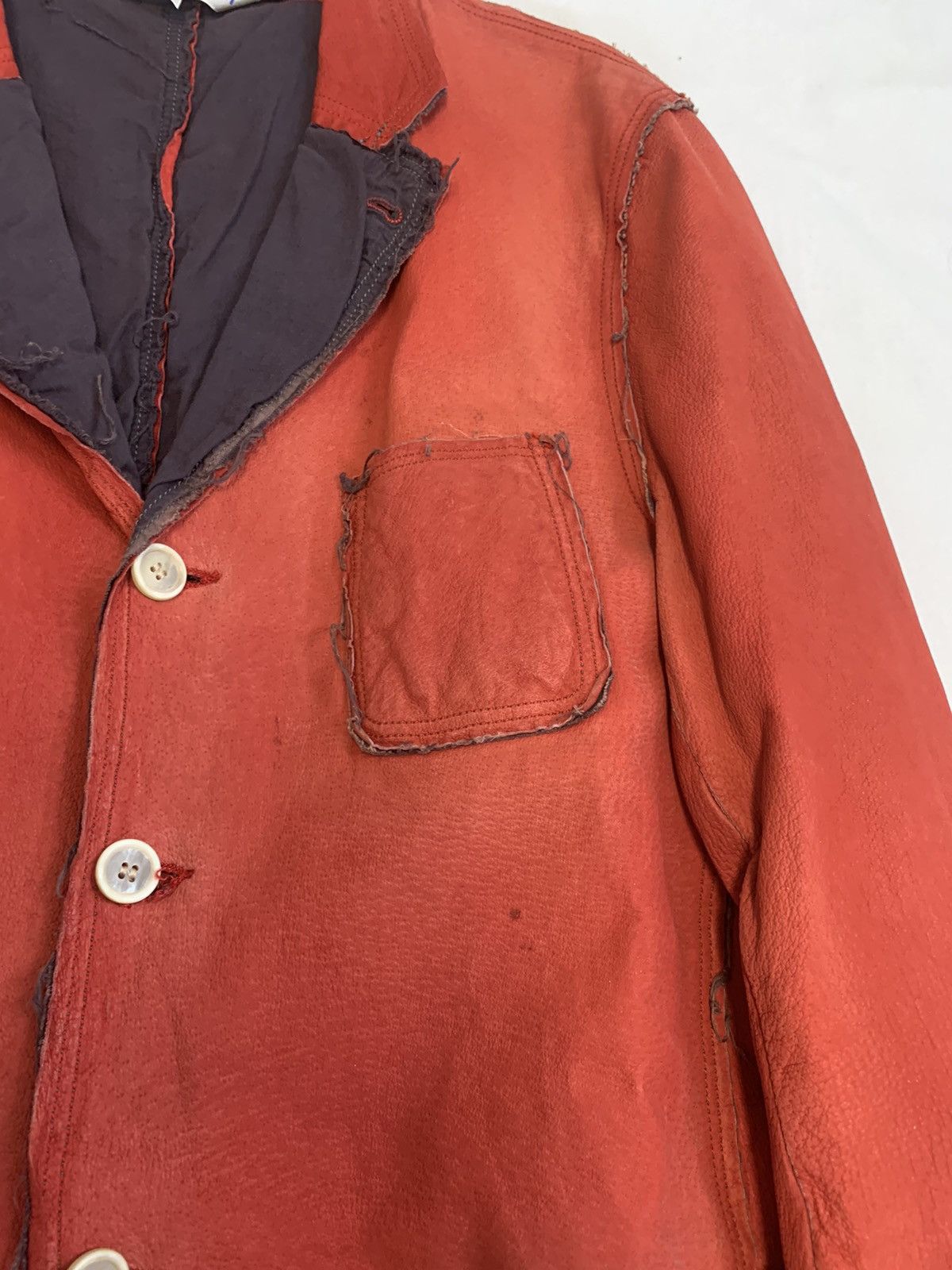 Comme des Garcons garment dyed pig skin leather raw cut jacket red Size US L / EU 52-54 / 3 - 5 Thumbnail